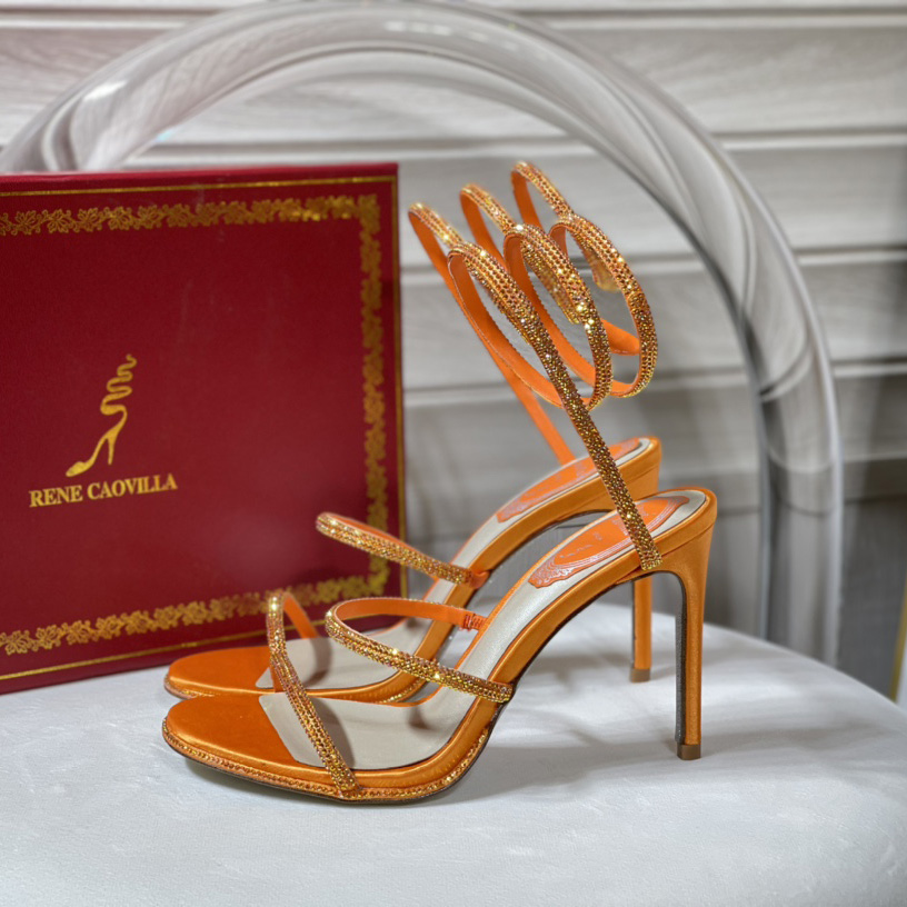 Rene Caovilla Cleo Crystal Orange Sandal - PerfectKickZ