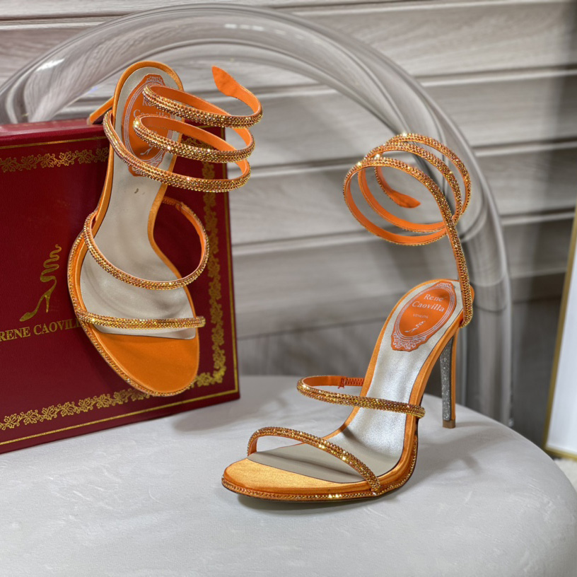 Rene Caovilla Cleo Crystal Orange Sandal - PerfectKickZ