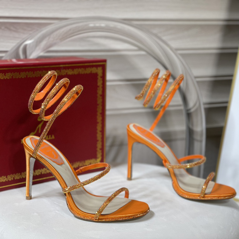 Rene Caovilla Cleo Crystal Orange Sandal - PerfectKickZ