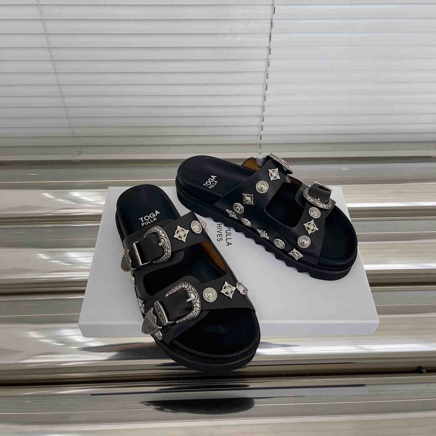 Toga Virilis Studded Leather Slides - PerfectKickZ