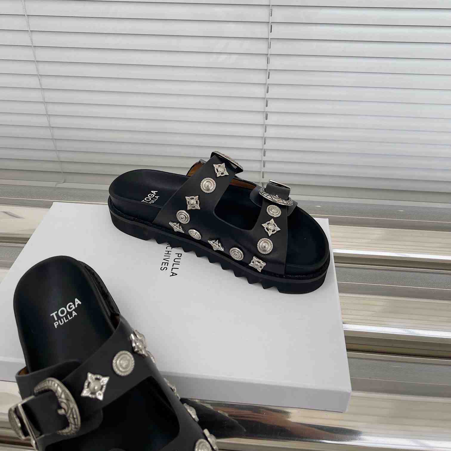 Toga Virilis Studded Leather Slides - PerfectKickZ