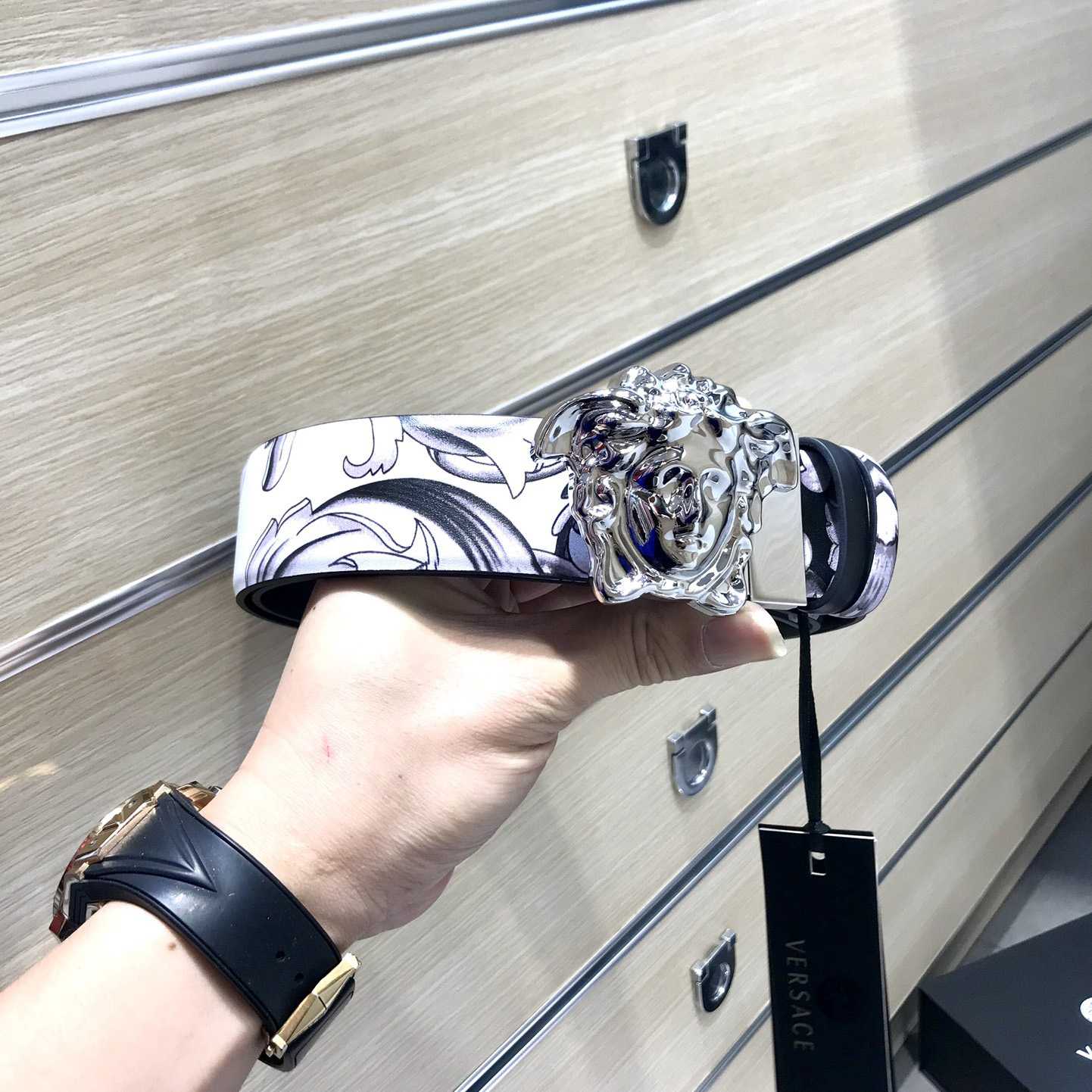 Versace La Medusa Silver Baroque Reversible Belt - PerfectKickZ