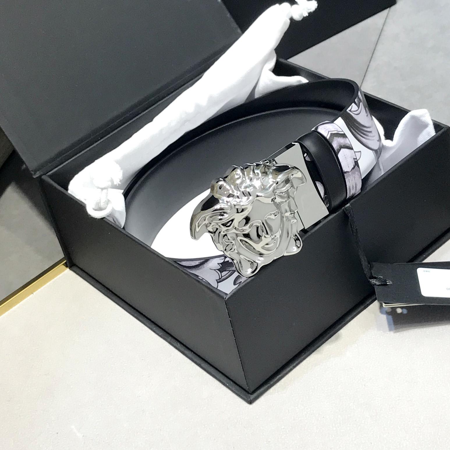 Versace La Medusa Silver Baroque Reversible Belt - PerfectKickZ