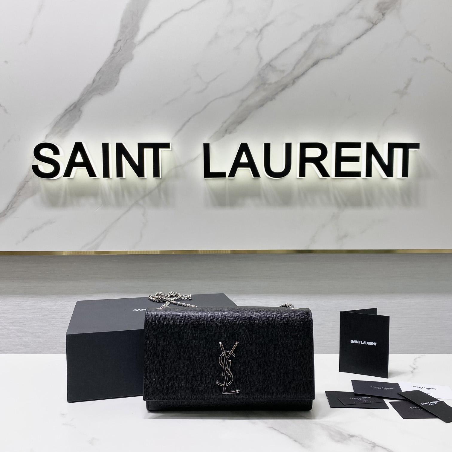 Saint Laurent Kate Medium Chain Bag In Grain De Poudre Embossed Leather - PerfectKickZ