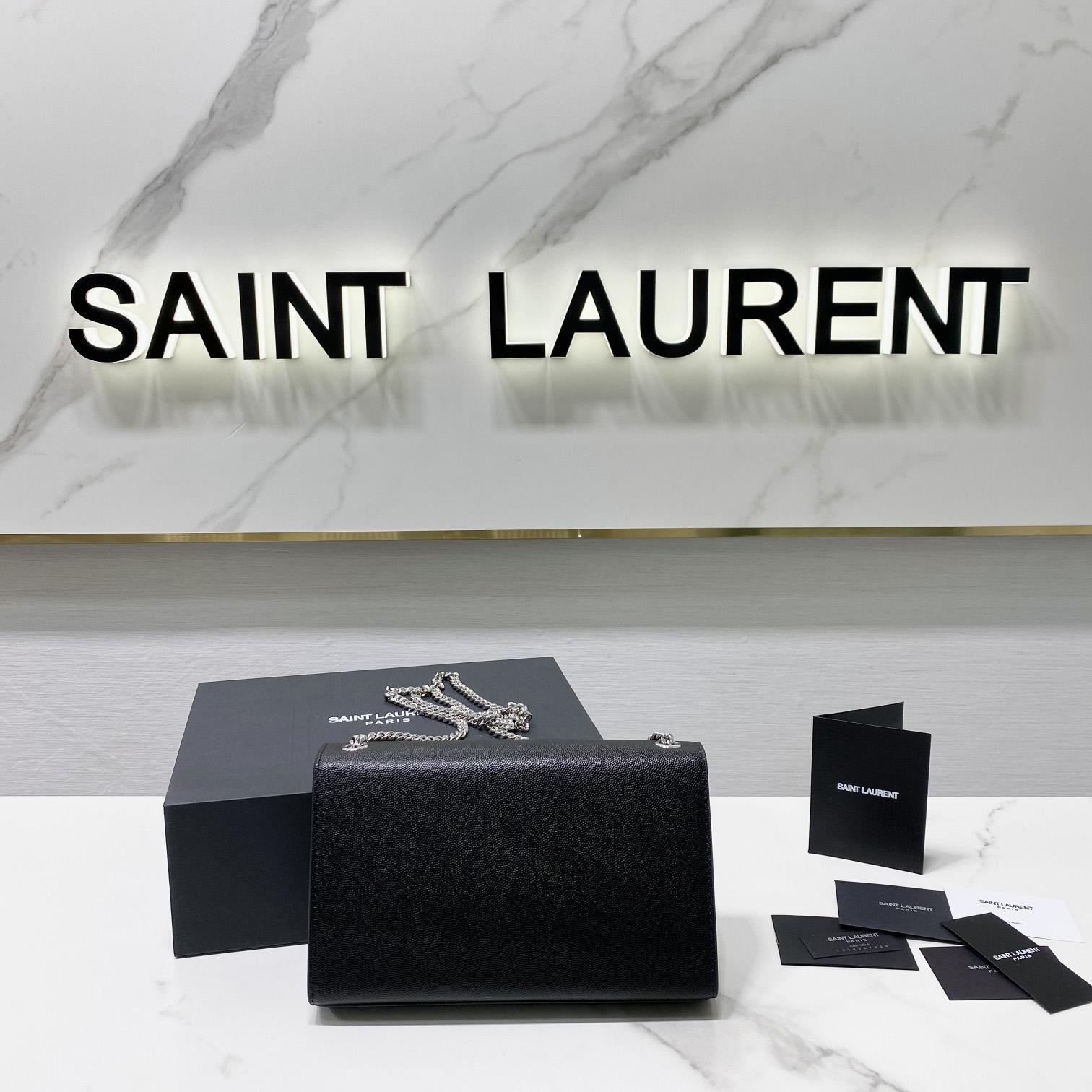 Saint Laurent Kate Medium Chain Bag In Grain De Poudre Embossed Leather - PerfectKickZ