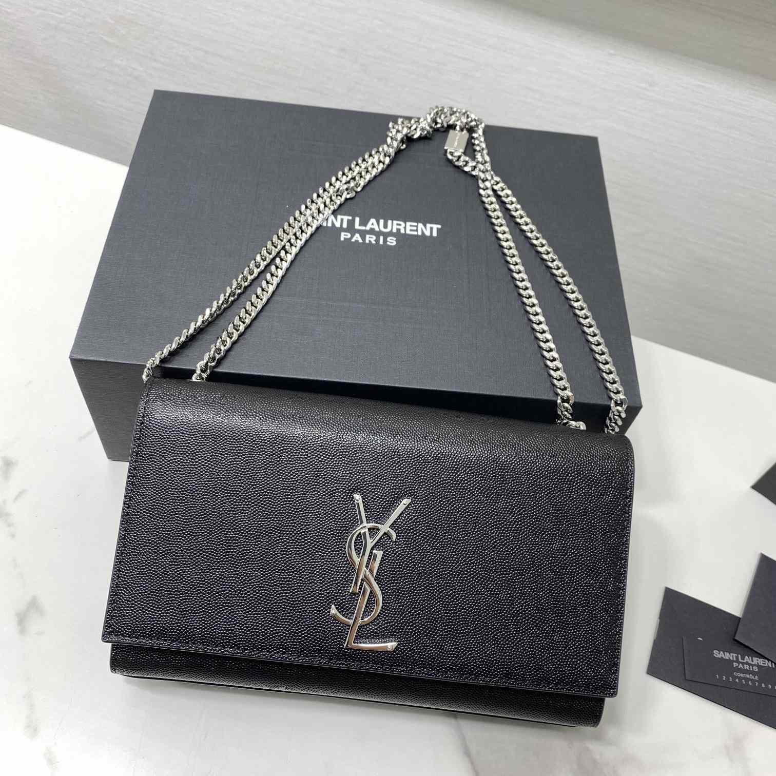 Saint Laurent Kate Medium Chain Bag In Grain De Poudre Embossed Leather - PerfectKickZ