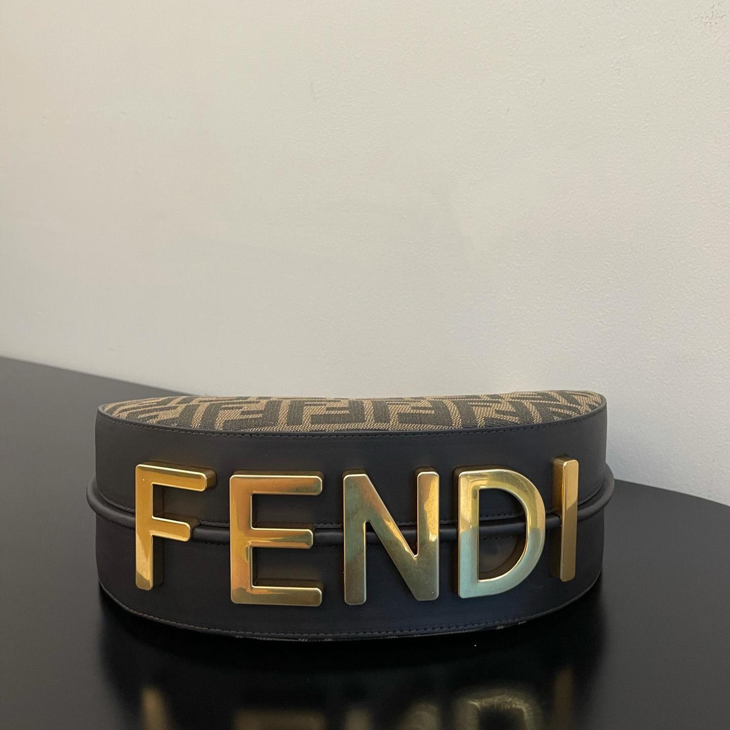 Fendi Fendigraphy Small Brown FF Fabric Bag(29x24.5x10cm) - PerfectKickZ