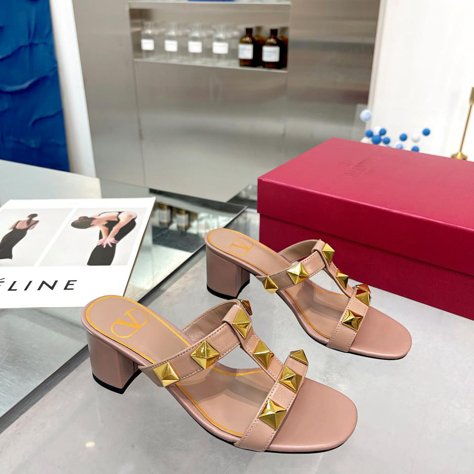 Valenti Roman Stud Calfskin Slide Sandal   60mm - PerfectKickZ