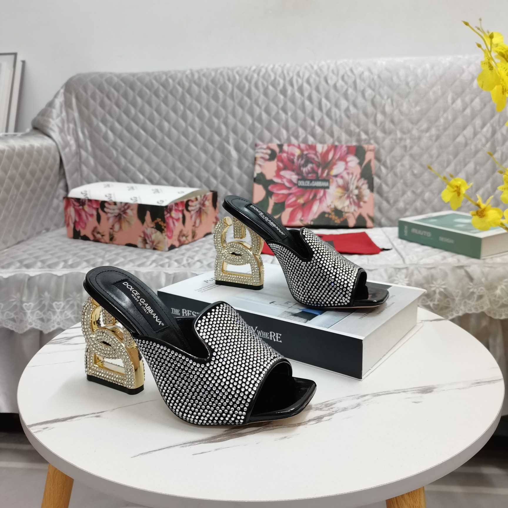Dolce & Gabbana Mules With Fusible Rhinestone Detailing And DG Pop Heel - PerfectKickZ