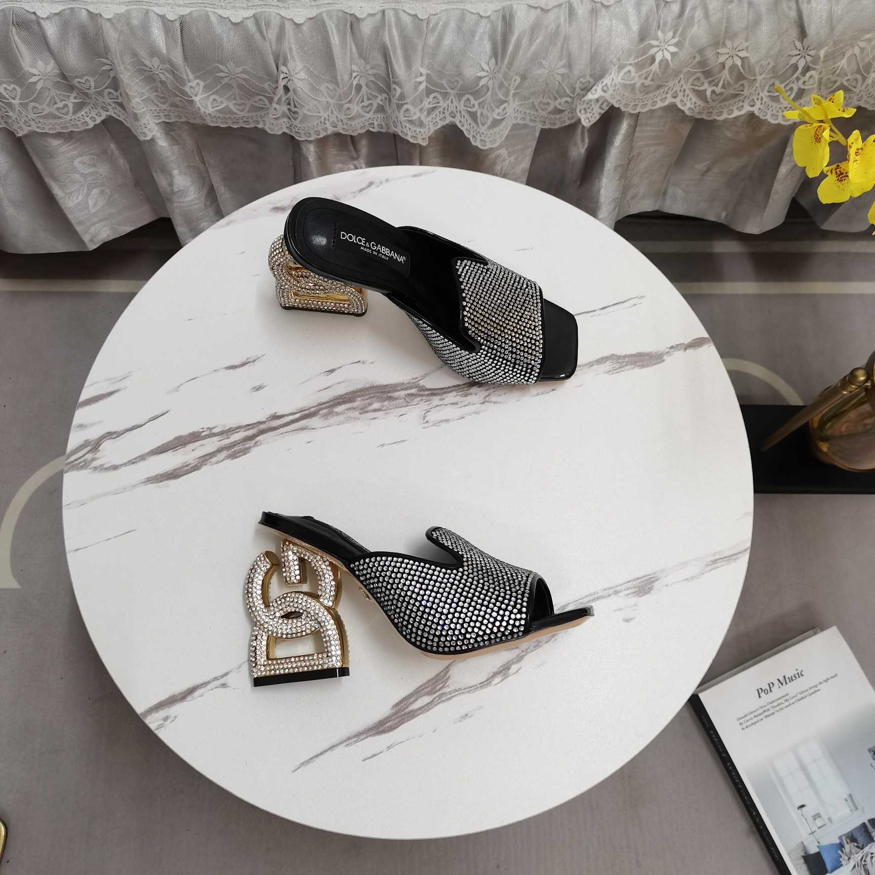Dolce & Gabbana Mules With Fusible Rhinestone Detailing And DG Pop Heel - PerfectKickZ