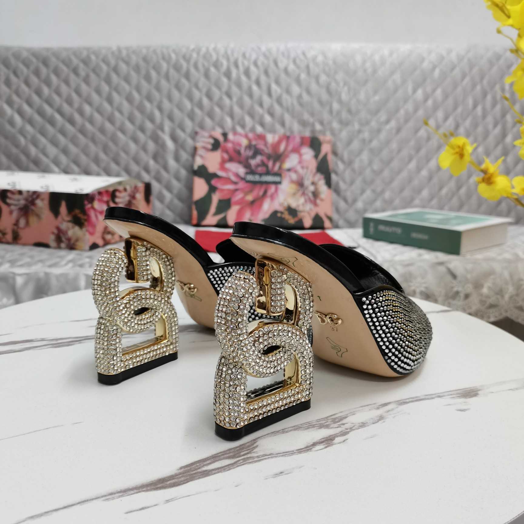 Dolce & Gabbana Mules With Fusible Rhinestone Detailing And DG Pop Heel - PerfectKickZ