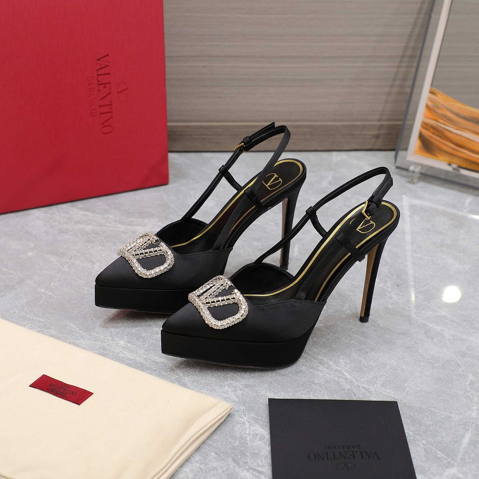 Valenti VLogo Signature Satin Slingback Platform Pumps - PerfectKickZ