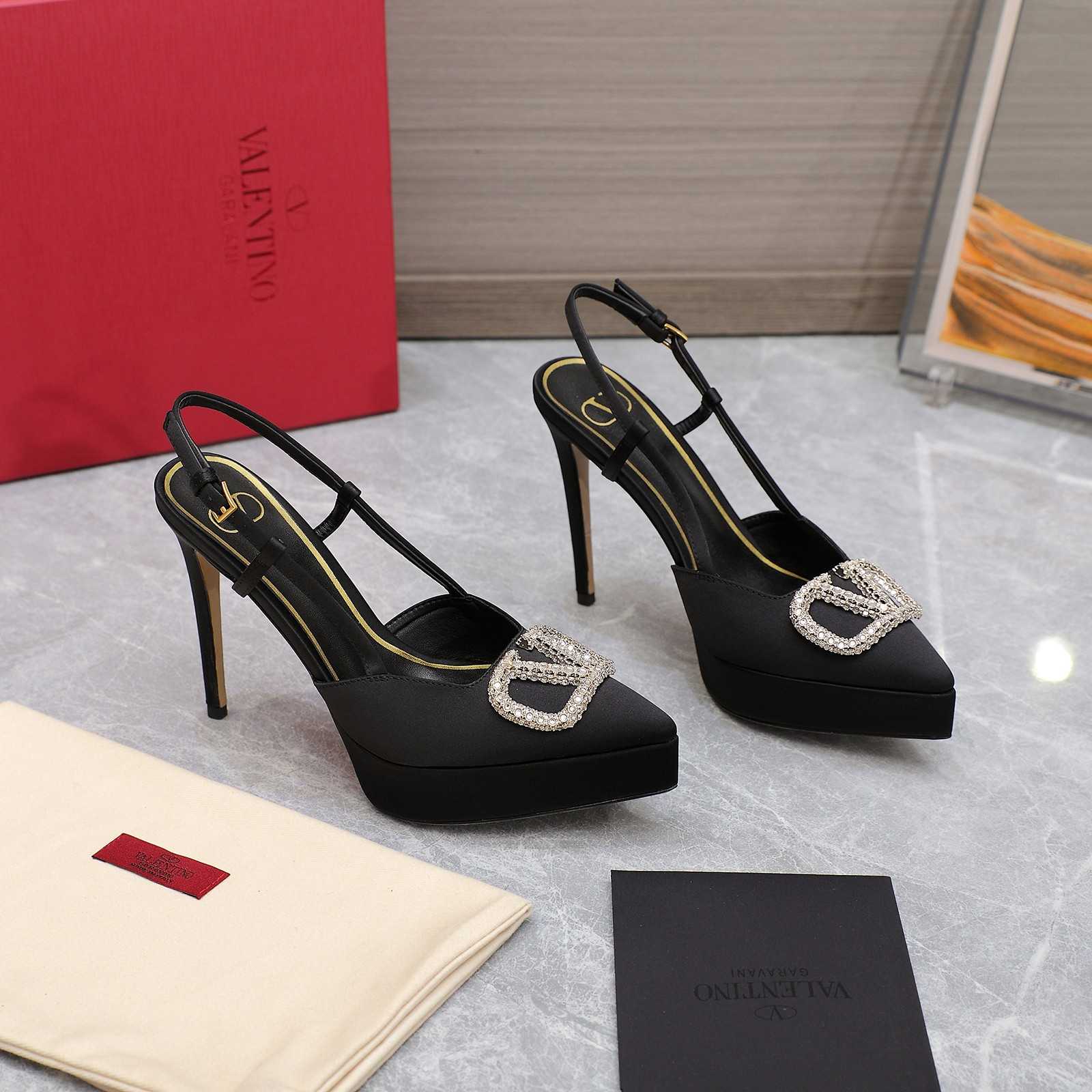 Valenti VLogo Signature Satin Slingback Platform Pumps - PerfectKickZ