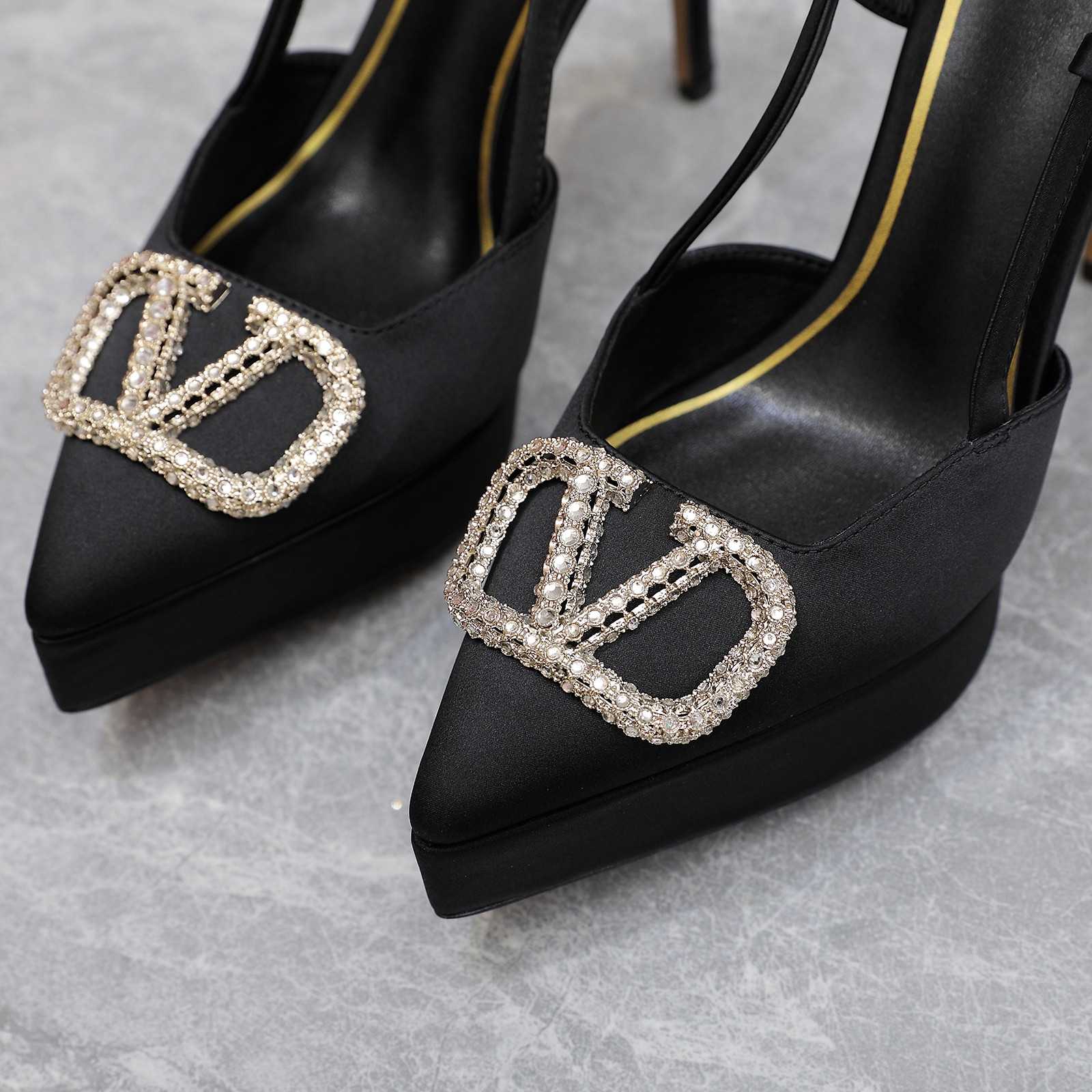 Valenti VLogo Signature Satin Slingback Platform Pumps - PerfectKickZ