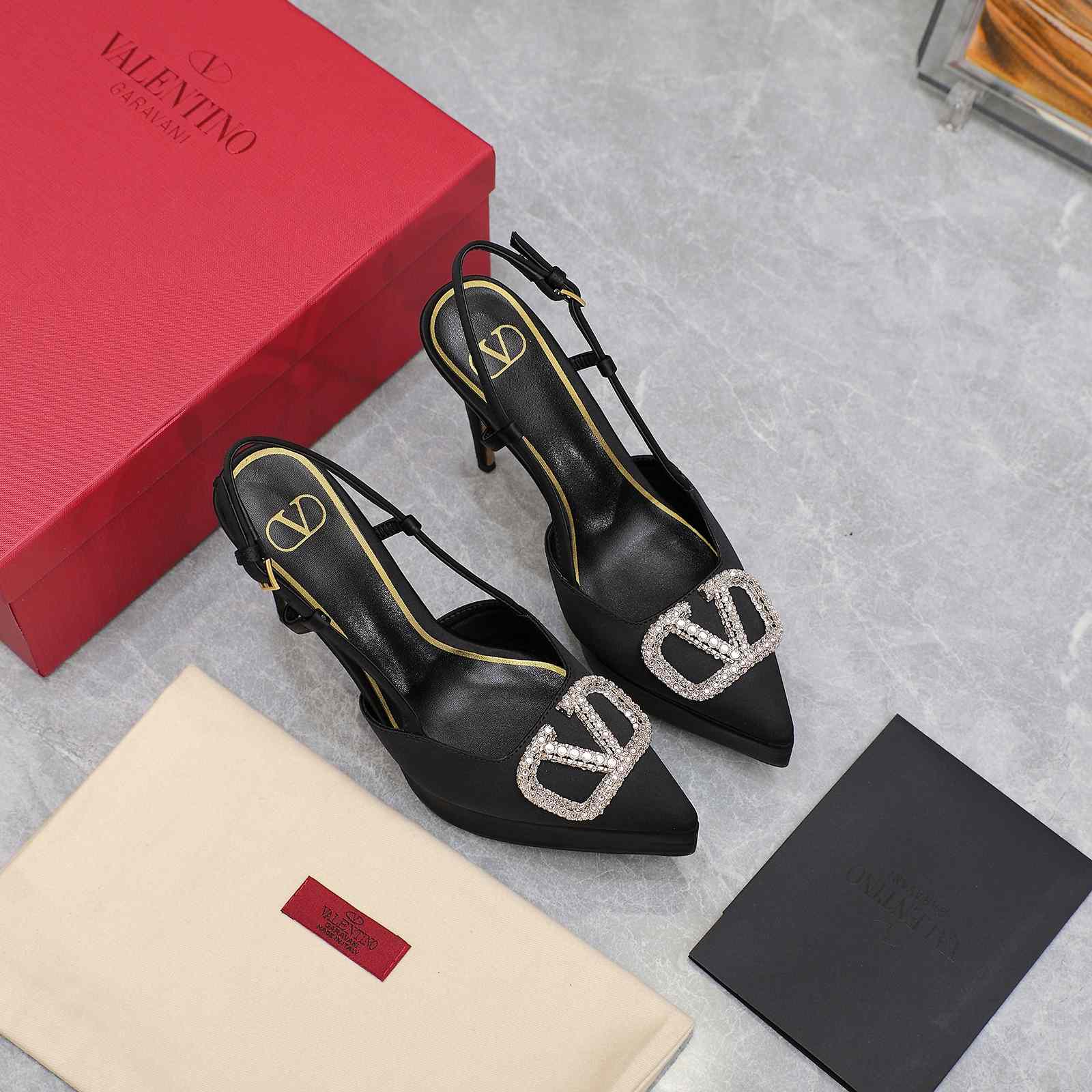 Valenti VLogo Signature Satin Slingback Platform Pumps - PerfectKickZ