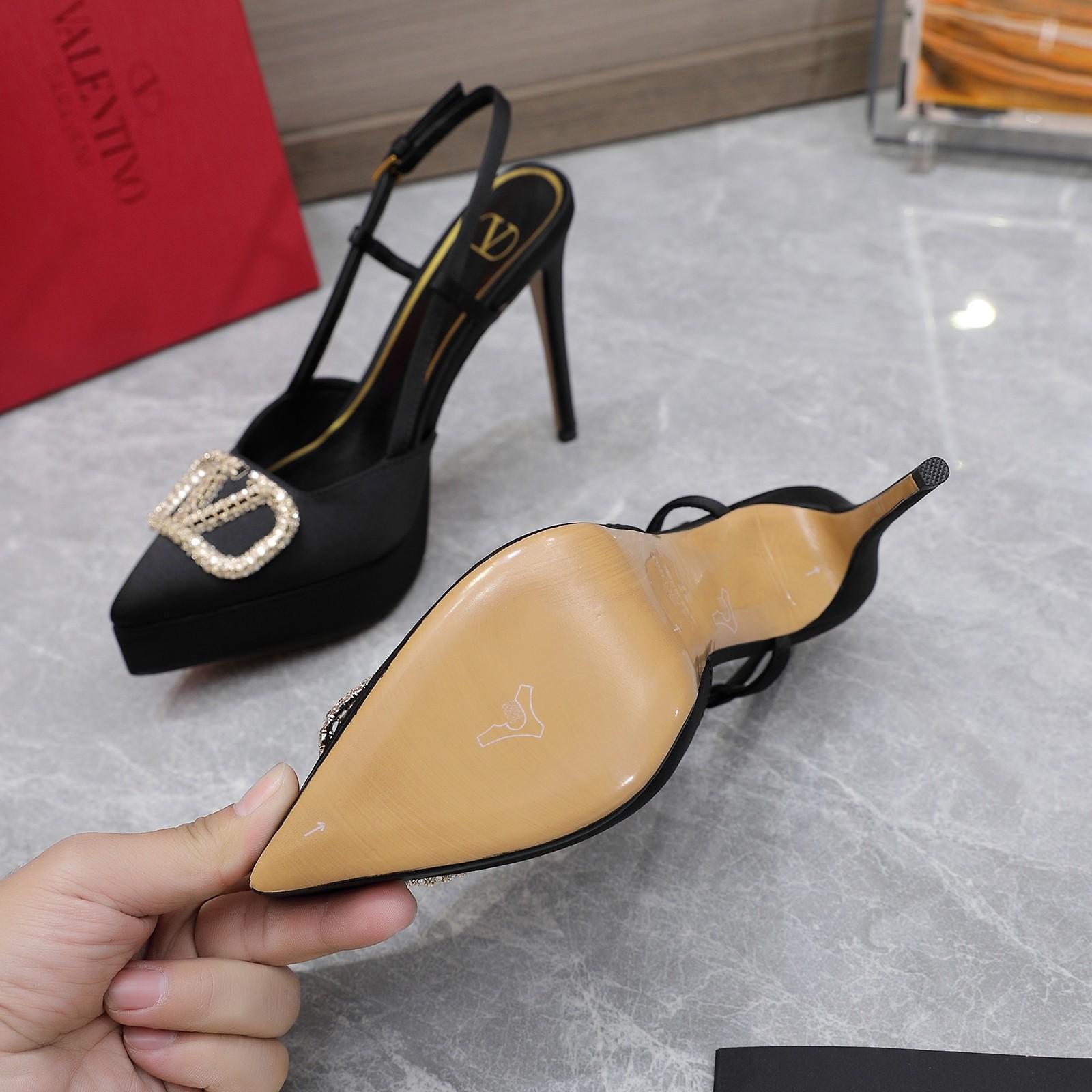 Valenti VLogo Signature Satin Slingback Platform Pumps - PerfectKickZ