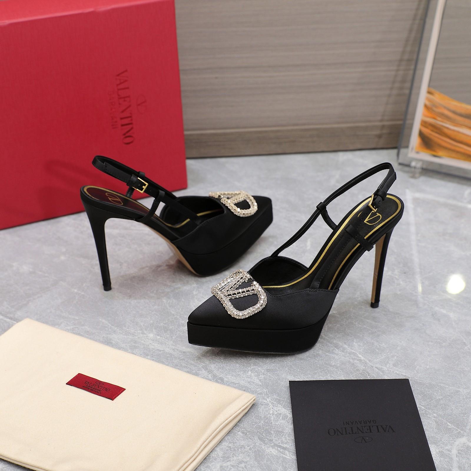 Valenti VLogo Signature Satin Slingback Platform Pumps - PerfectKickZ