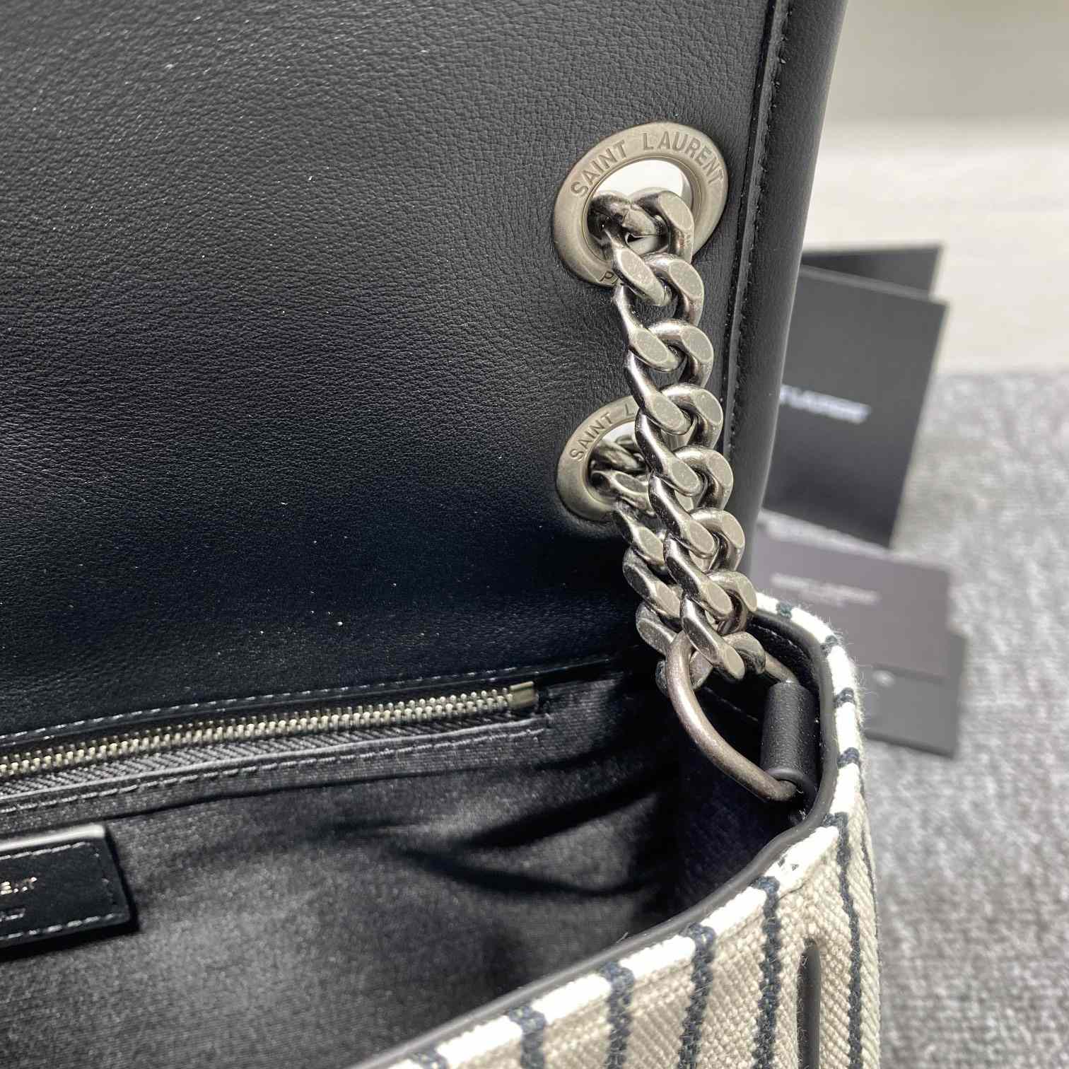 Saint Laurent Women's Niki Medium Striped Canvas Shoulder Bag (28cm) - PerfectKickZ