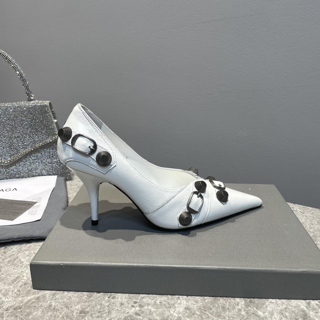 Balenciaga Cagole 90mm Pump In White - PerfectKickZ