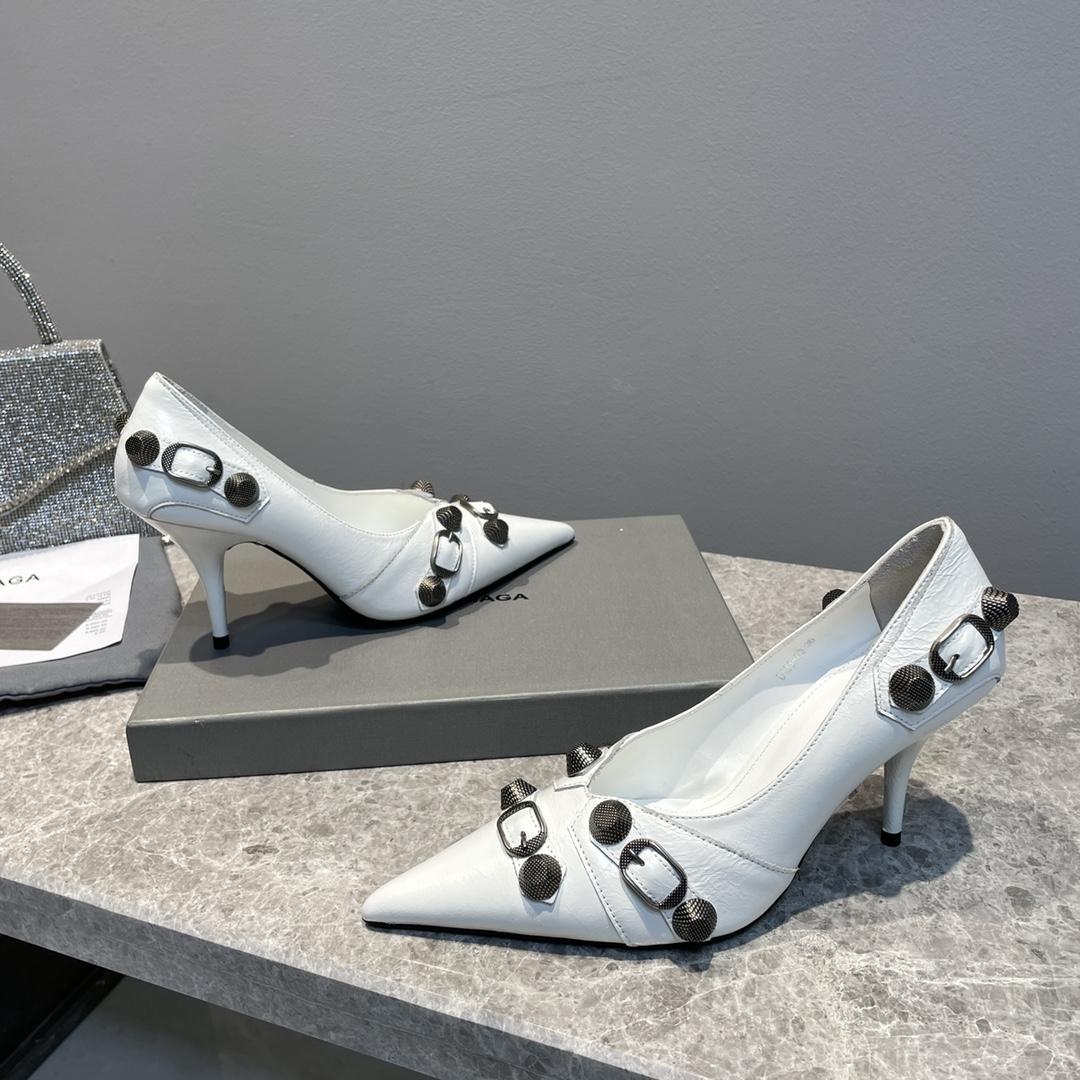 Balenciaga Cagole 90mm Pump In White - PerfectKickZ