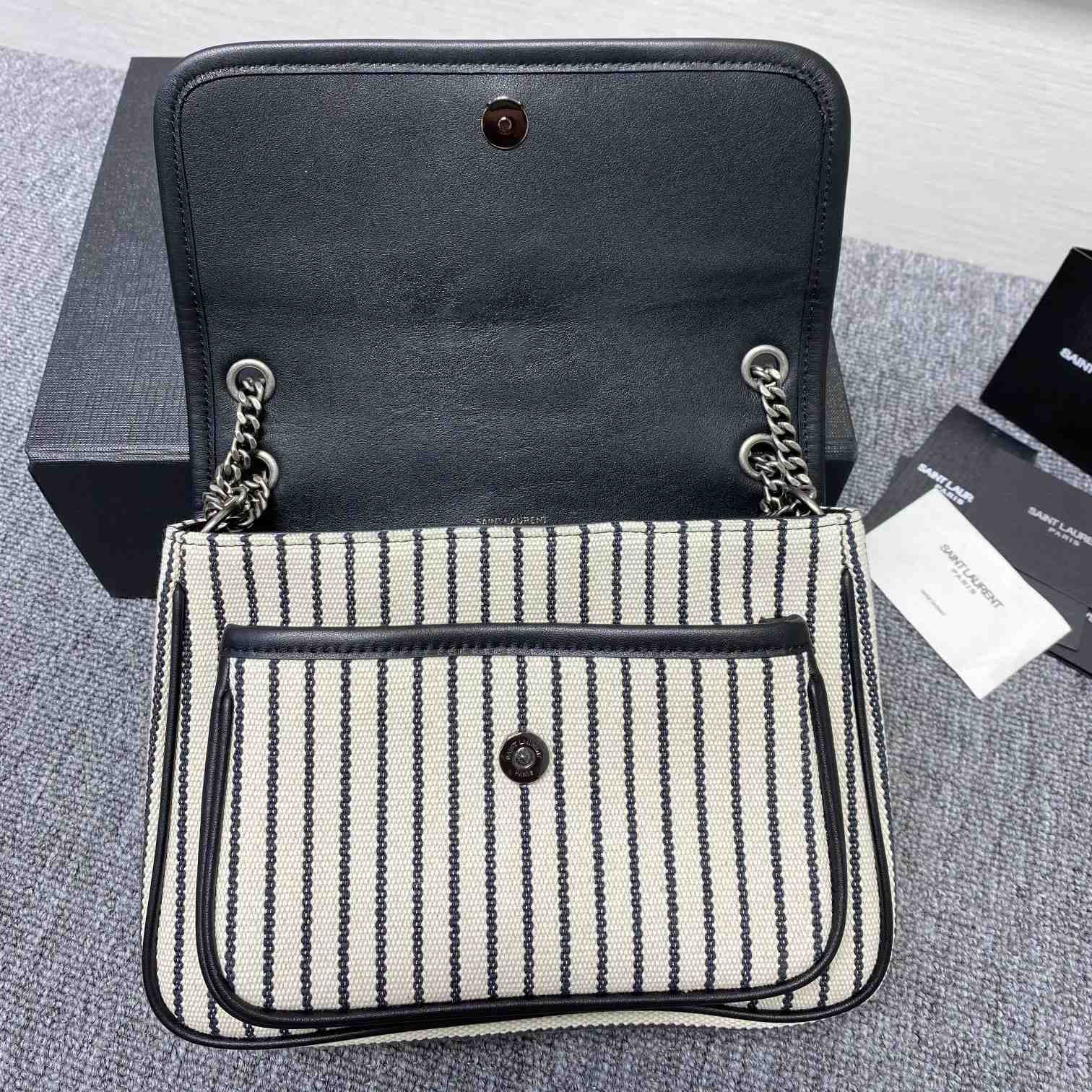 Saint Laurent Women's Niki Small Striped Canvas Shoulder Bag (22cm) - PerfectKickZ