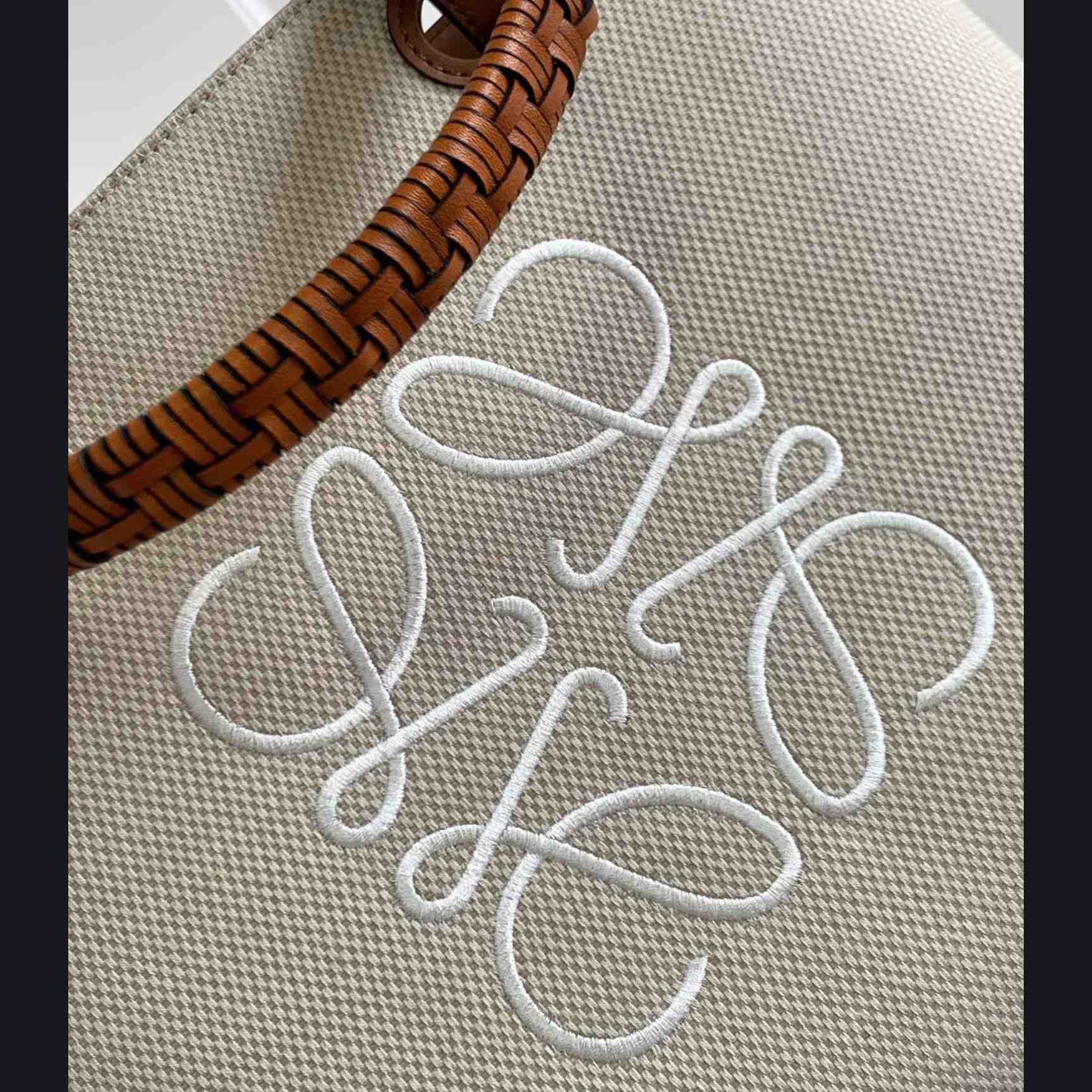 Loewe Small Anagram Tote Bag In Jacquard And Calfskin - PerfectKickZ