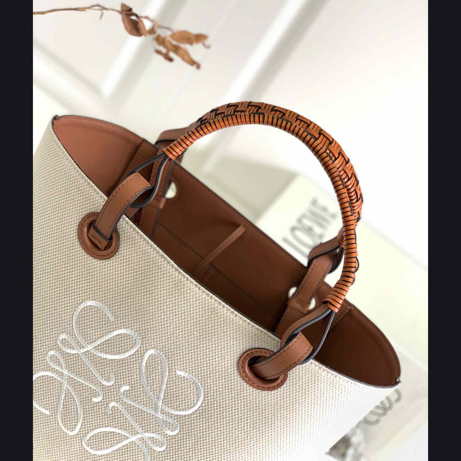 Loewe Small Anagram Tote Bag In Jacquard And Calfskin - PerfectKickZ