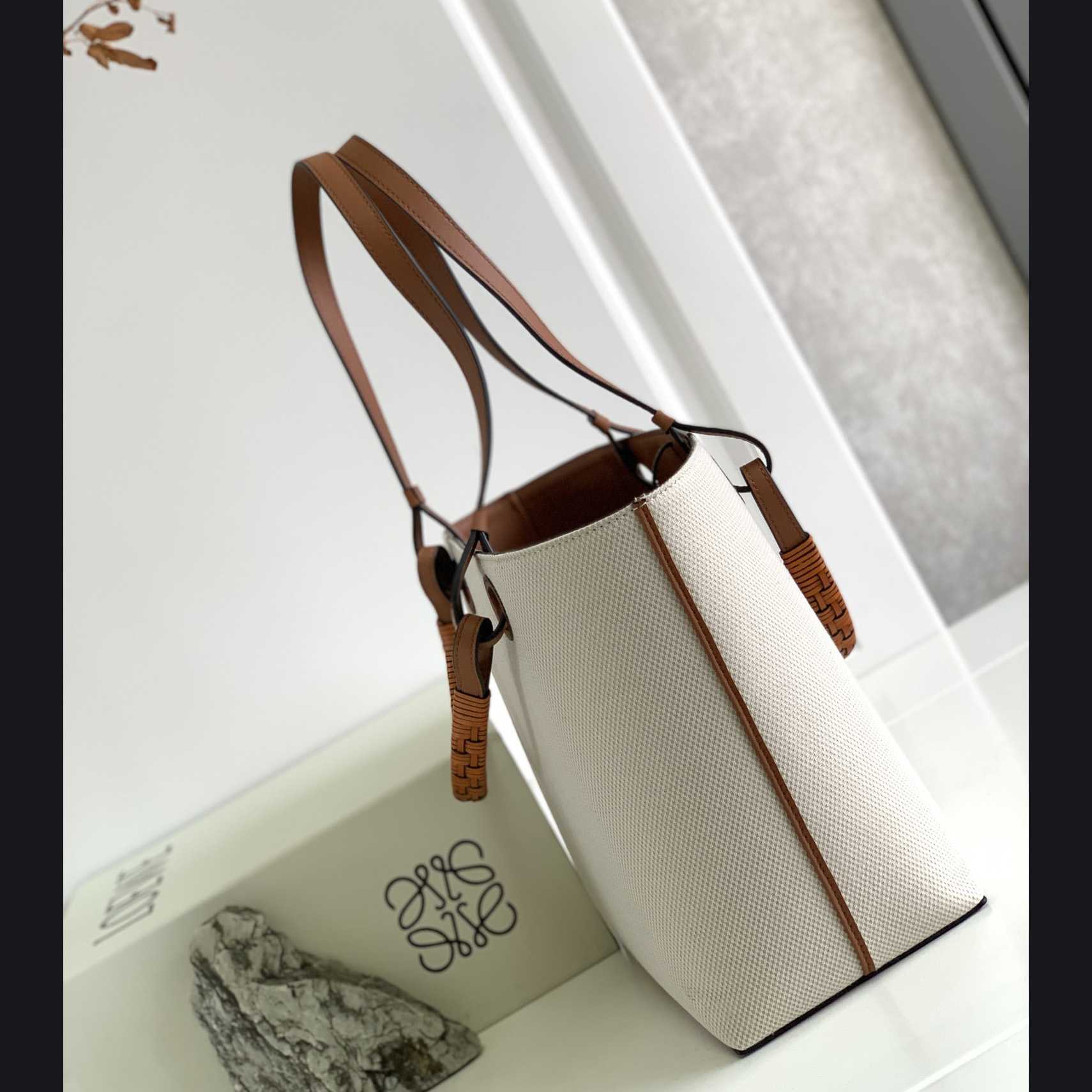 Loewe Small Anagram Tote Bag In Jacquard And Calfskin - PerfectKickZ