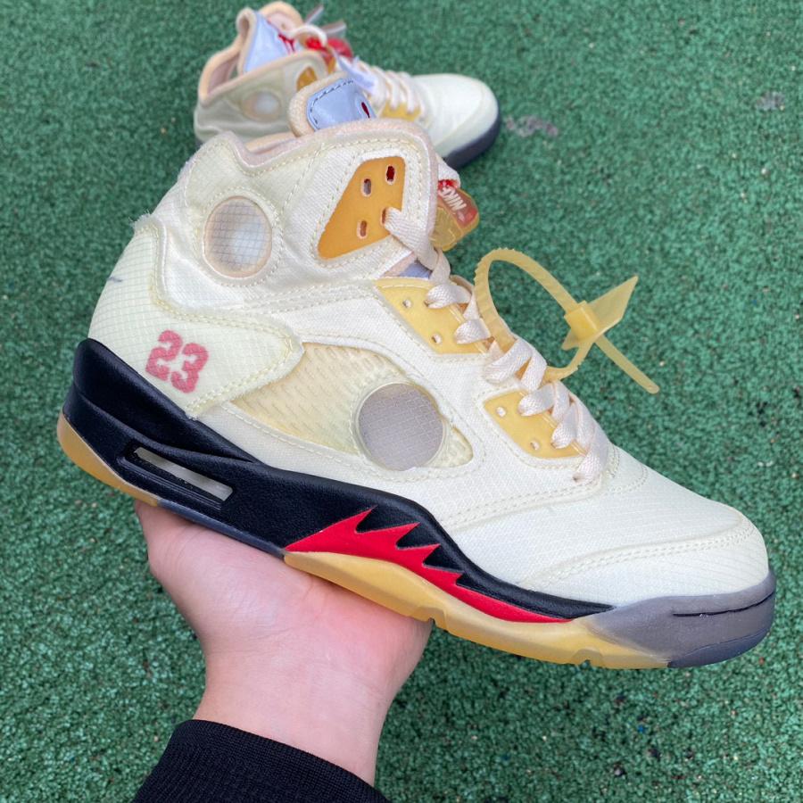 AirJordan 5 AJ5 x Off-White Ow Sneaker      DH8565-100 - PerfectKickZ