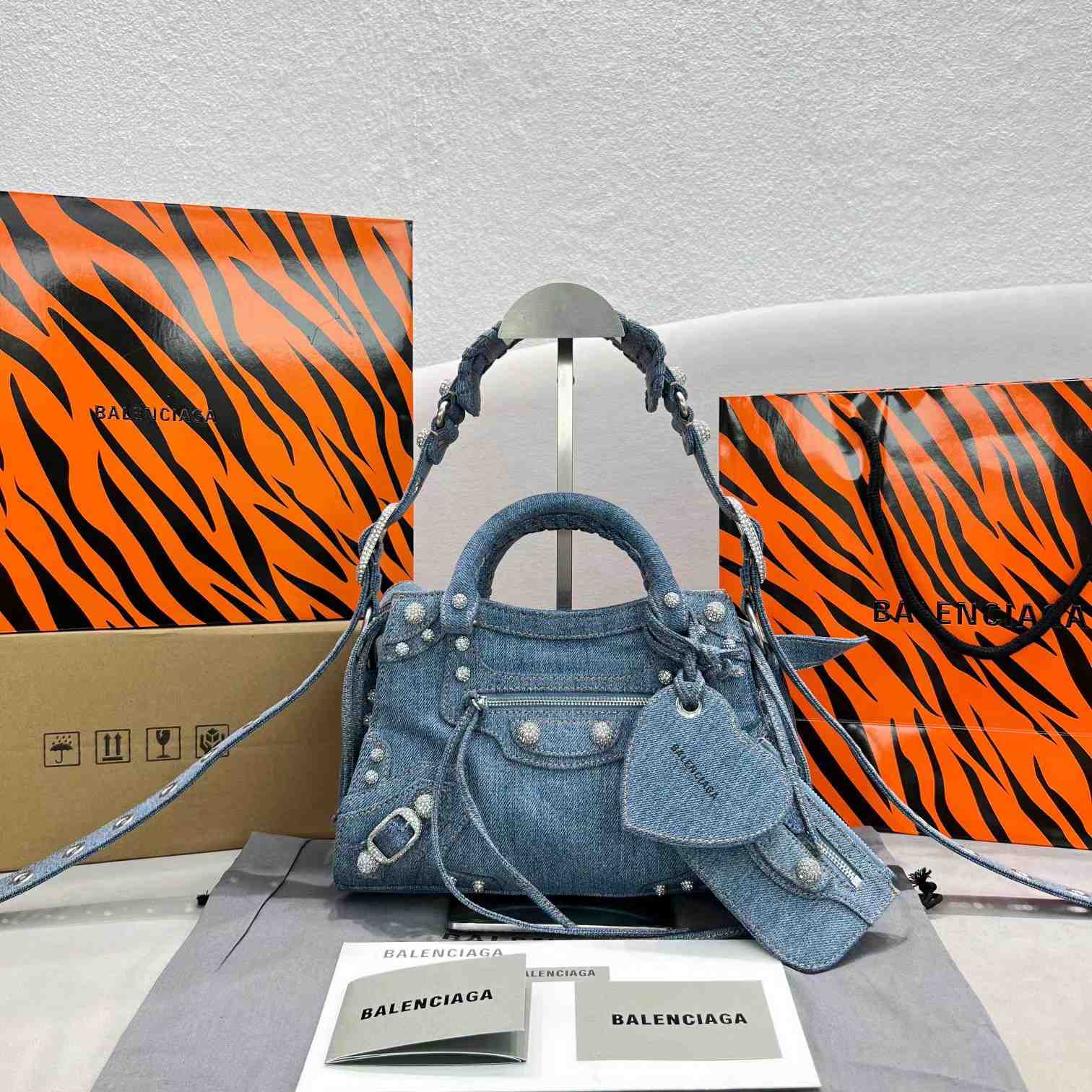 Balenciaga Neo Cagole XS Handbag In Denim - PerfectKickZ