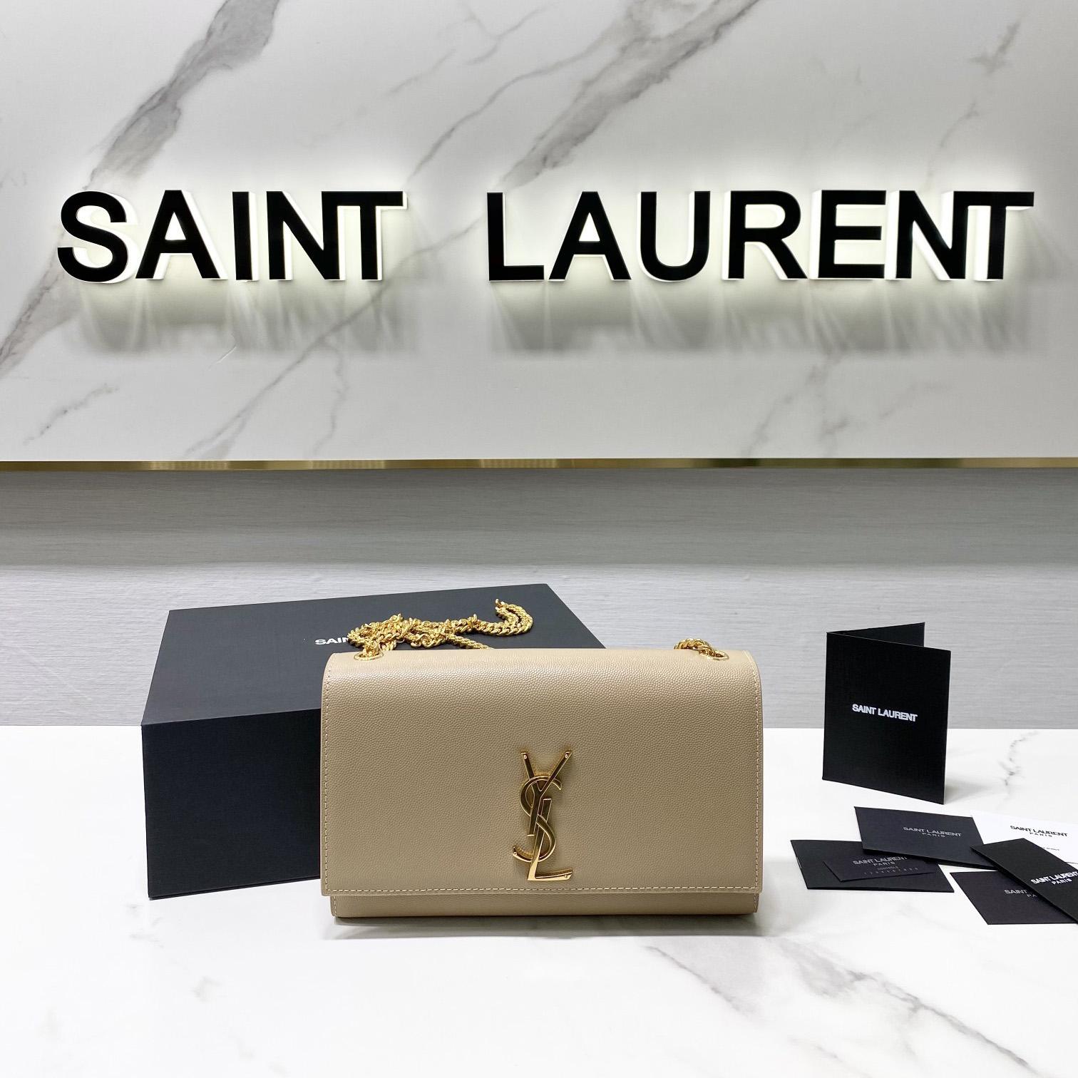 Saint Laurent Kate Medium Chain Bag In Grain De Poudre Embossed Leather - 