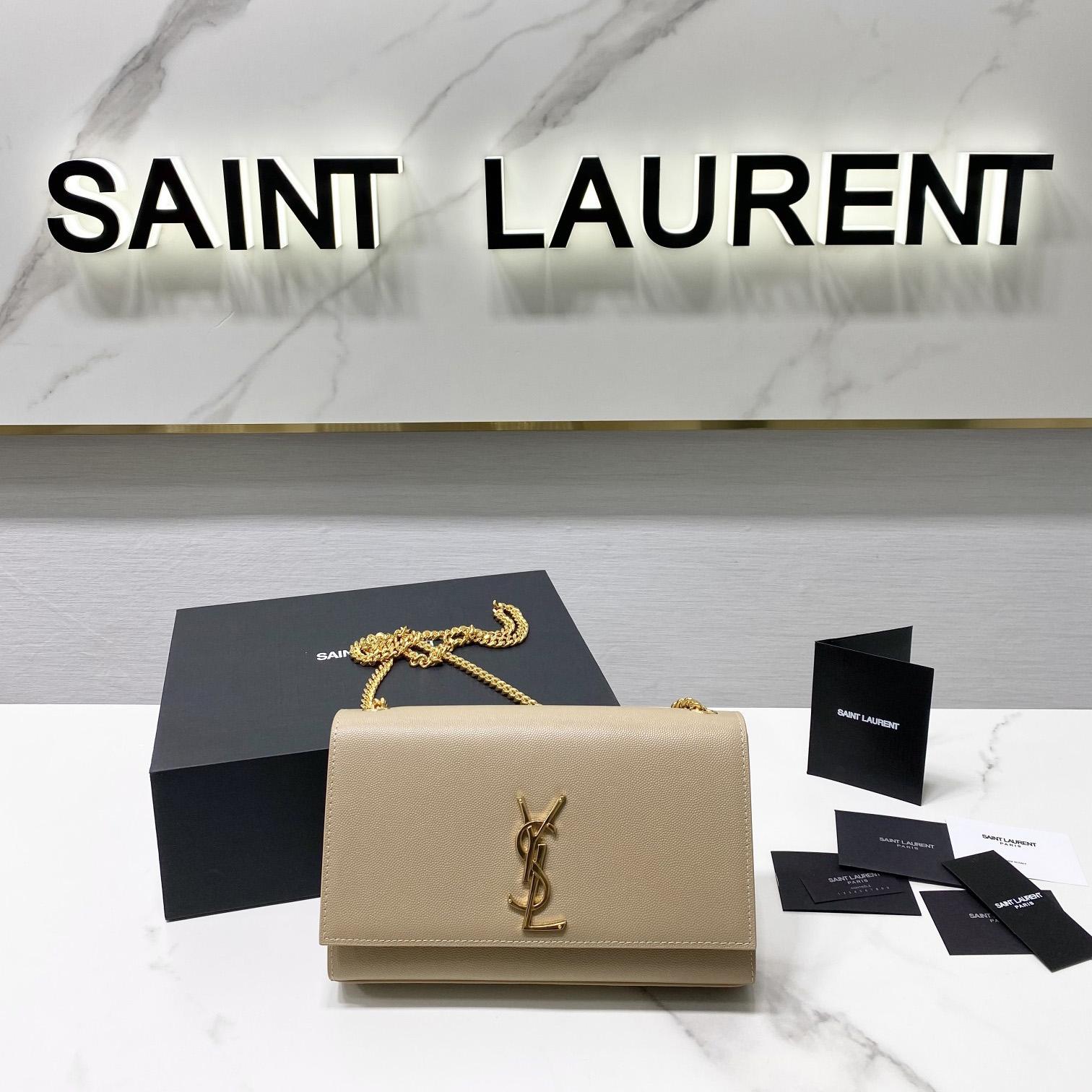 Saint Laurent Kate Medium Chain Bag In Grain De Poudre Embossed Leather - PerfectKickZ