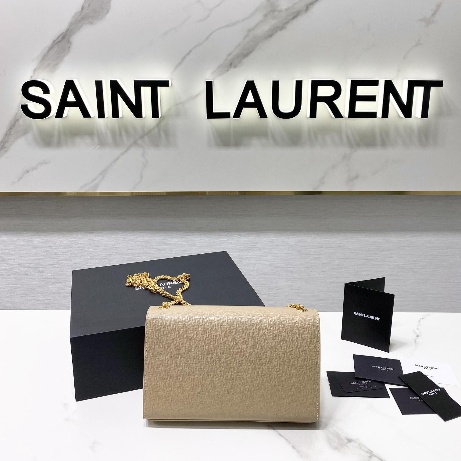 Saint Laurent Kate Medium Chain Bag In Grain De Poudre Embossed Leather - 