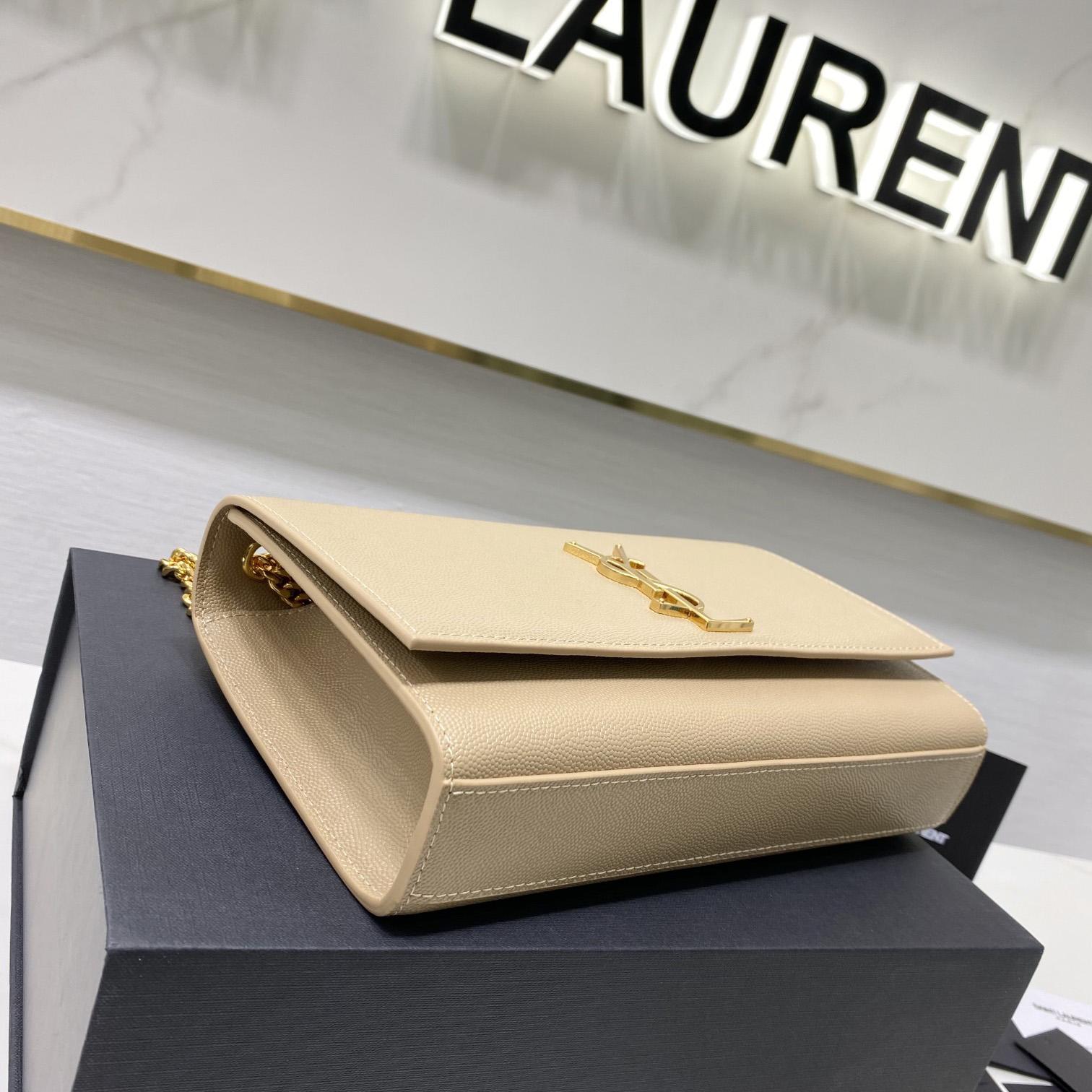 Saint Laurent Kate Medium Chain Bag In Grain De Poudre Embossed Leather - 