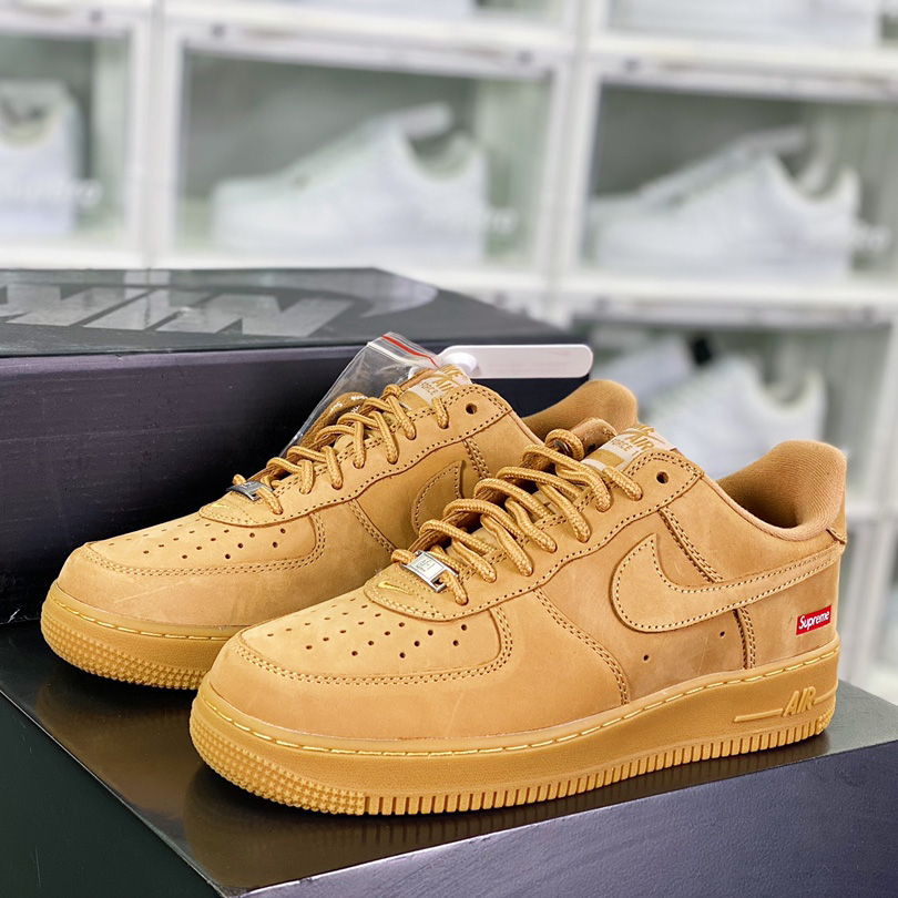 Supreme x Nike  Air Force 1 Low'07"Wheat Flax" Sneaker    DN1555-200 - PerfectKickZ