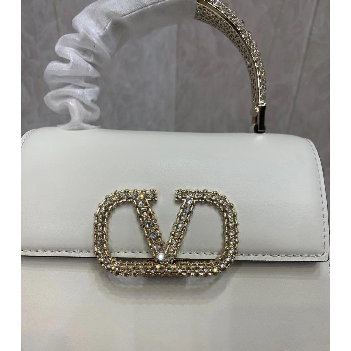 Valenti small Vsling Calfskin Handbag With Jewel Handle  - PerfectKickZ