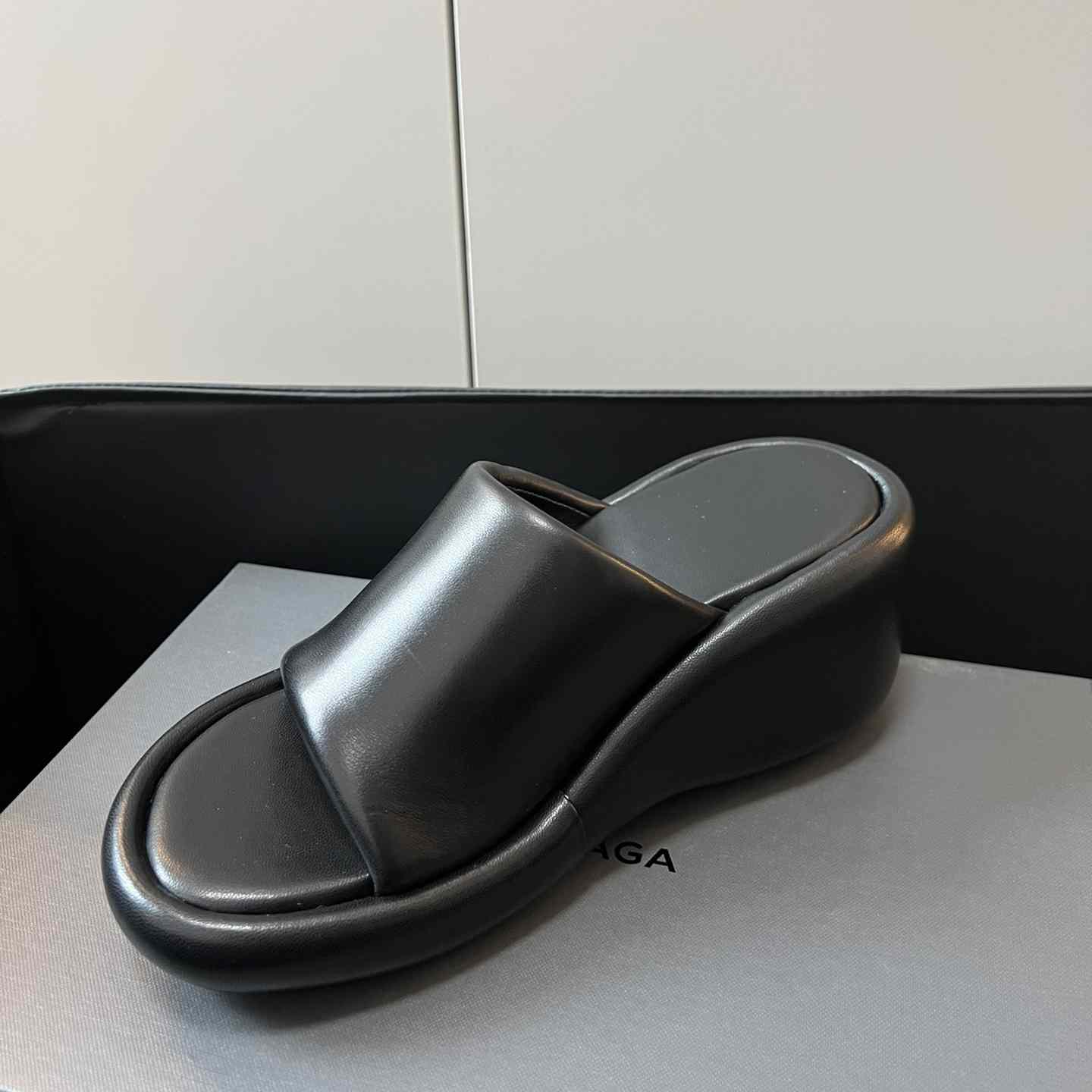 Balenciaga Black Rise Wedge Sandals - PerfectKickZ