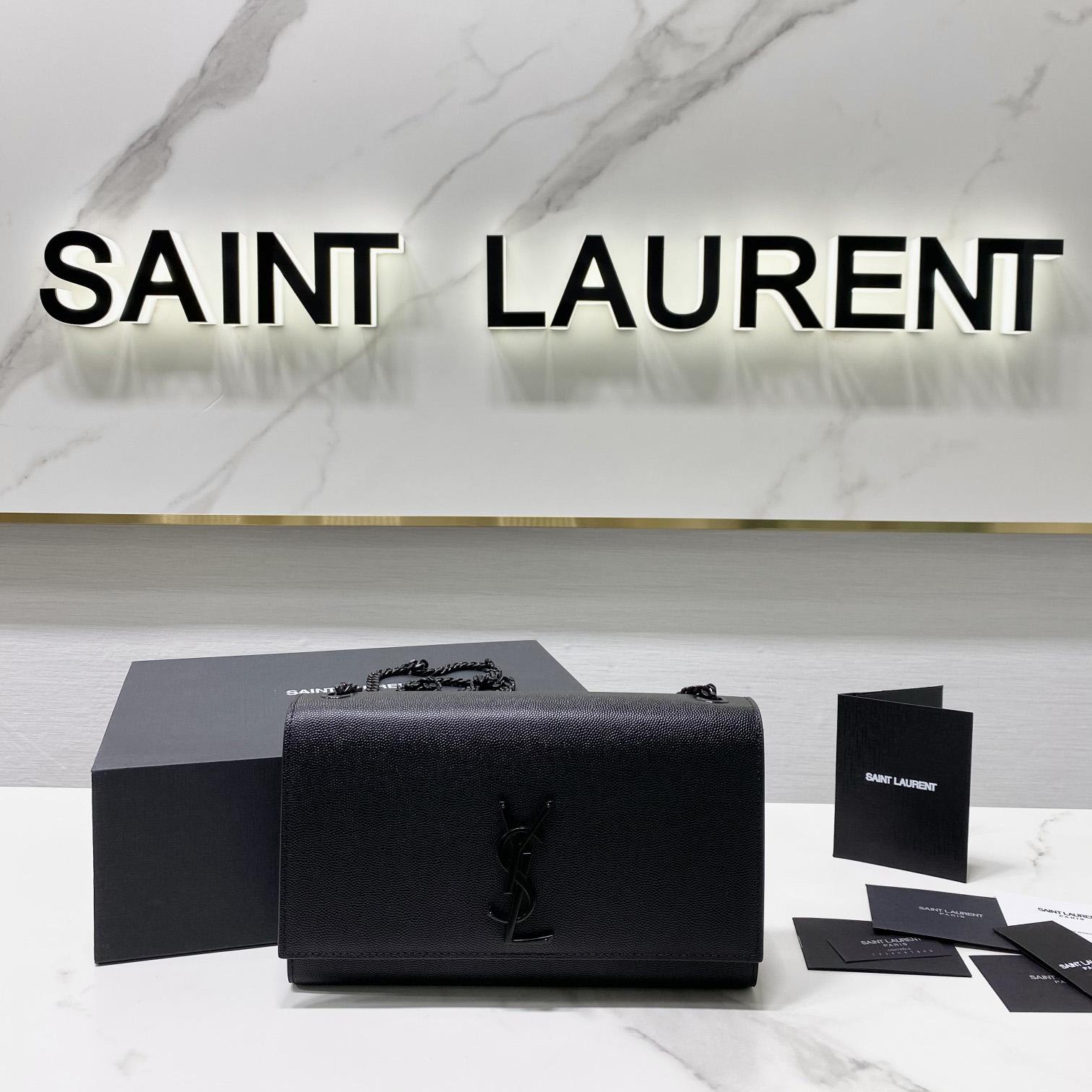 Saint Laurent Kate Medium Chain Bag In Grain De Poudre Embossed Leather - PerfectKickZ