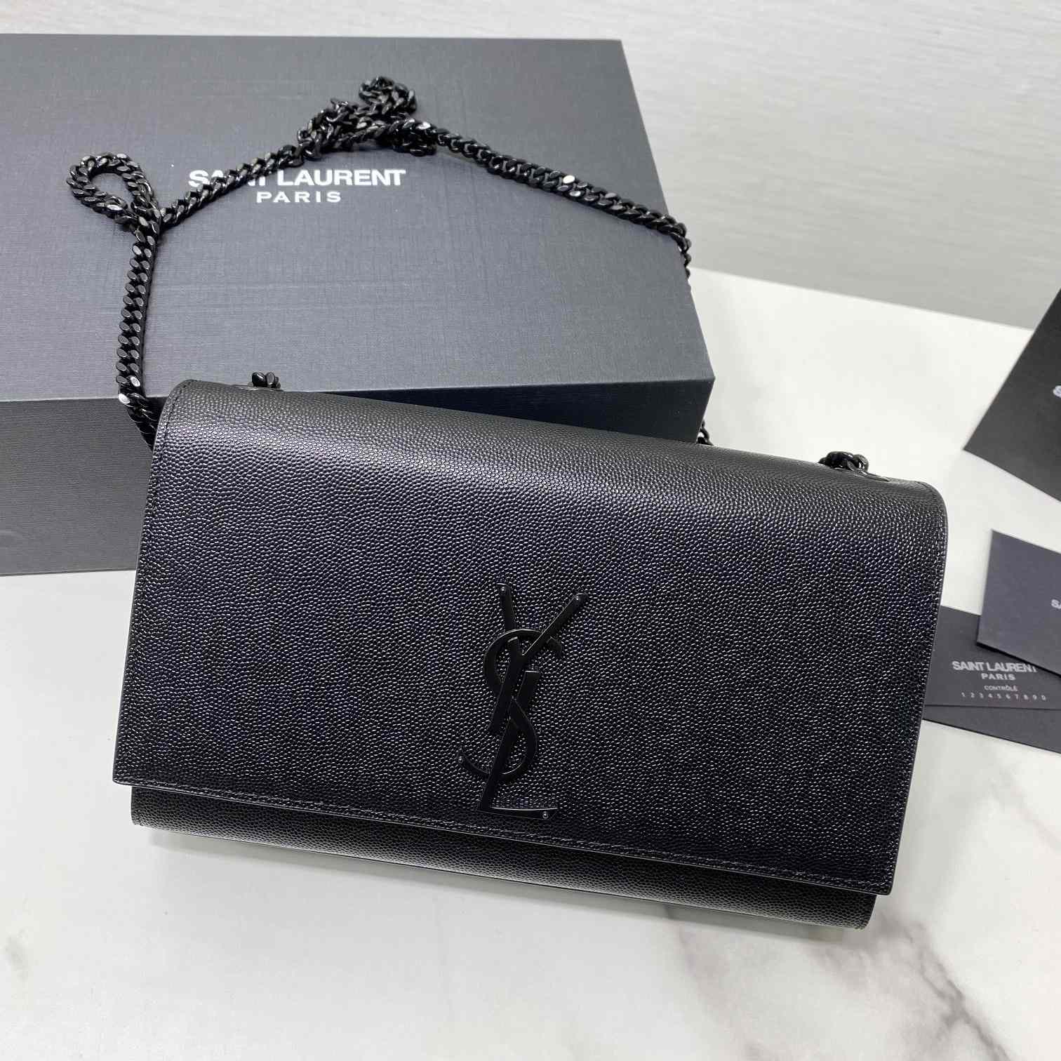 Saint Laurent Kate Medium Chain Bag In Grain De Poudre Embossed Leather - PerfectKickZ