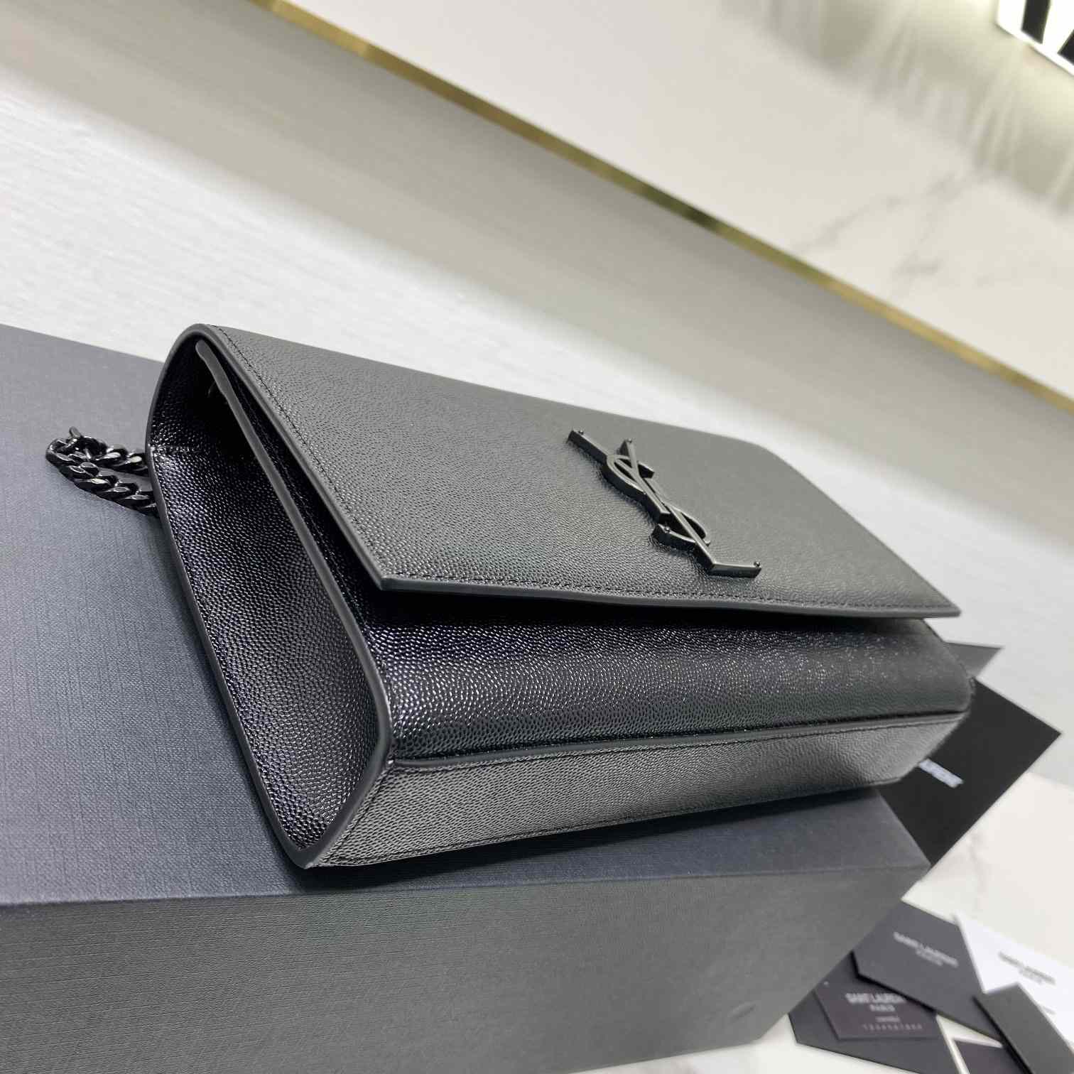 Saint Laurent Kate Medium Chain Bag In Grain De Poudre Embossed Leather - PerfectKickZ