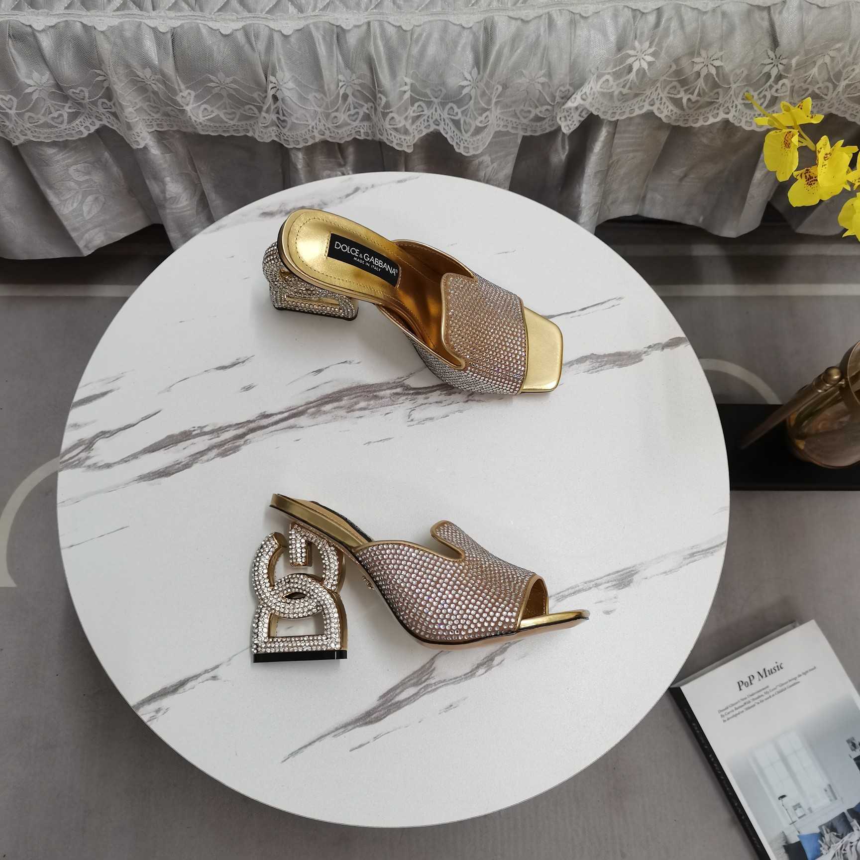 Dolce & Gabbana Mules With Fusible Rhinestone Detailing And DG Pop Heel - PerfectKickZ