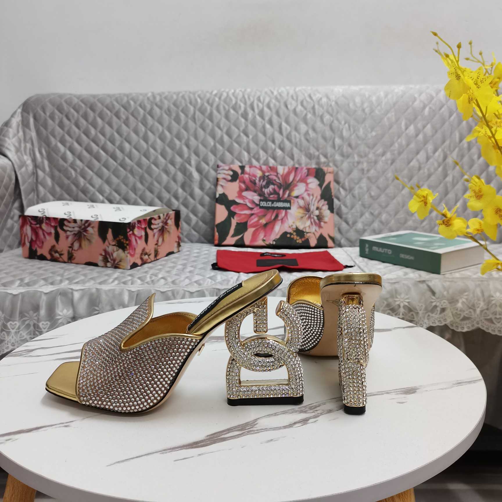 Dolce & Gabbana Mules With Fusible Rhinestone Detailing And DG Pop Heel - PerfectKickZ