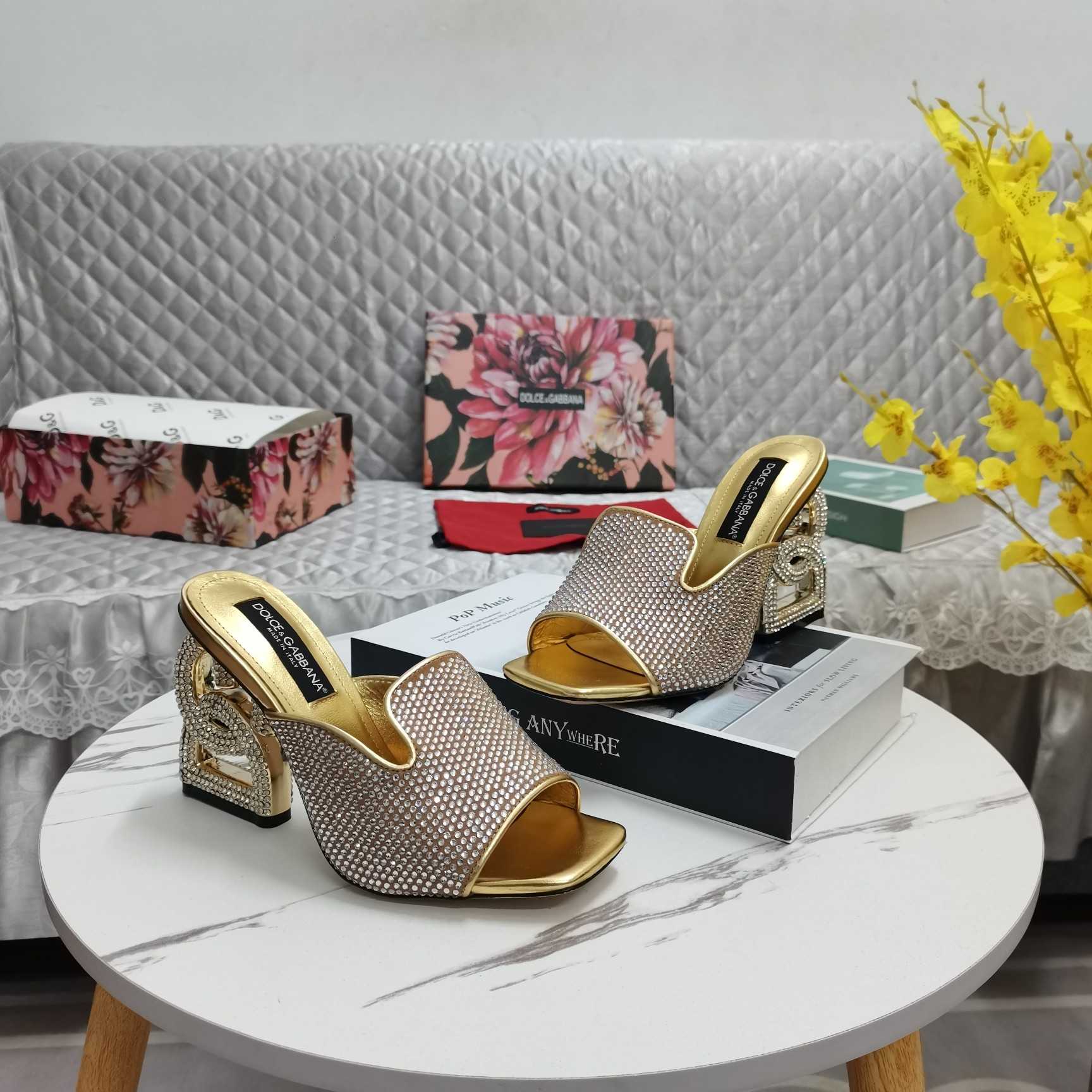 Dolce & Gabbana Mules With Fusible Rhinestone Detailing And DG Pop Heel - PerfectKickZ