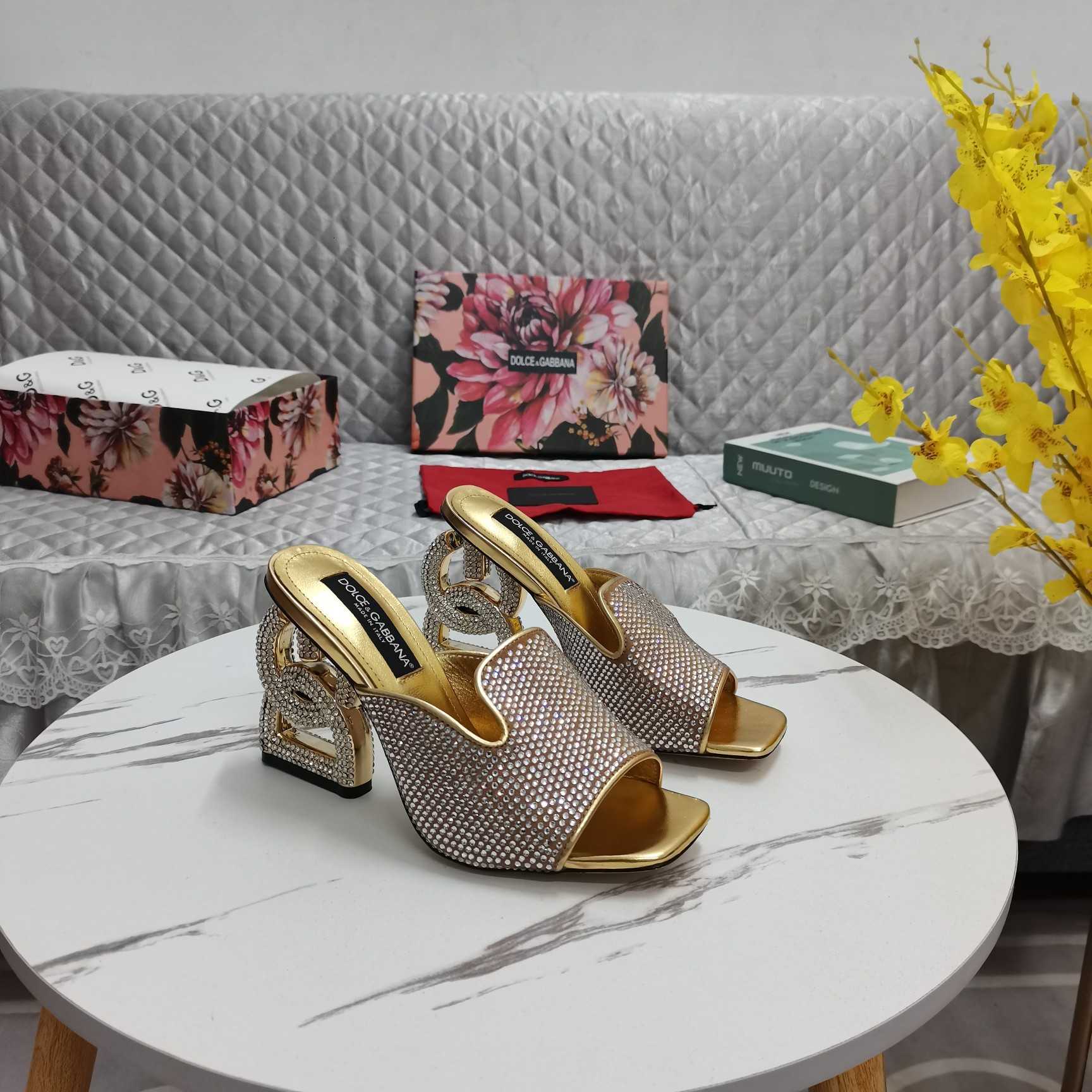 Dolce & Gabbana Mules With Fusible Rhinestone Detailing And DG Pop Heel - PerfectKickZ