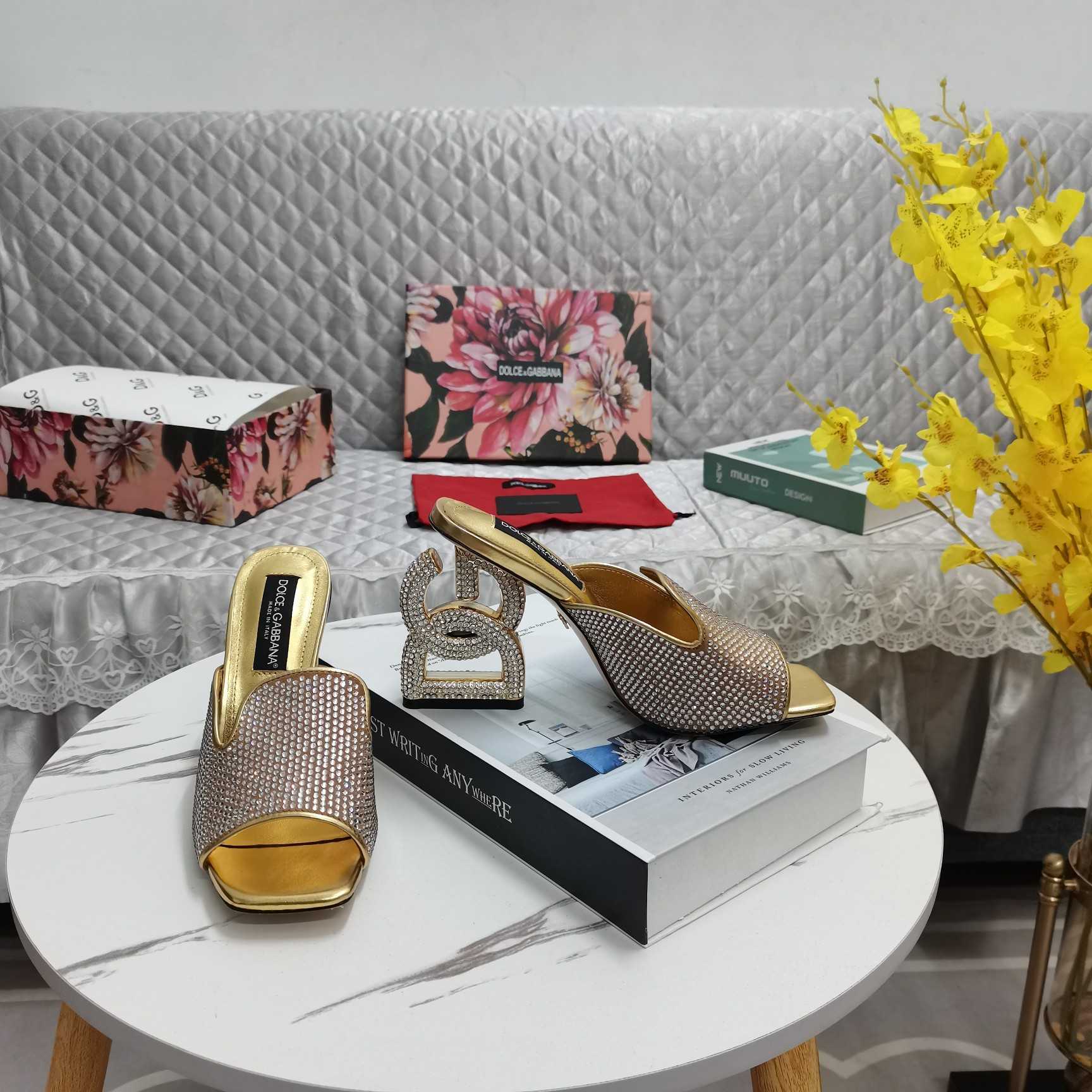 Dolce & Gabbana Mules With Fusible Rhinestone Detailing And DG Pop Heel - PerfectKickZ
