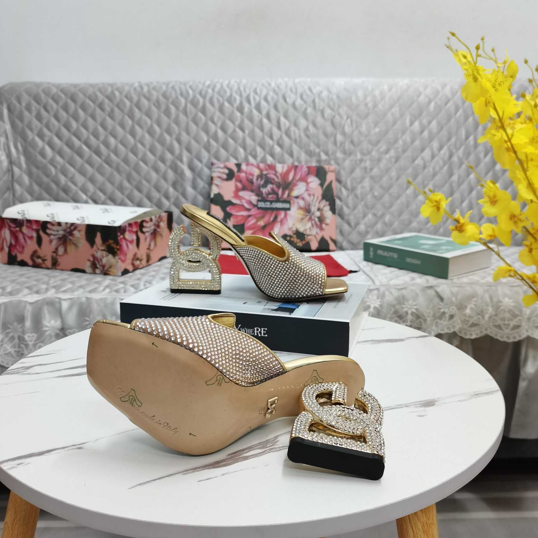 Dolce & Gabbana Mules With Fusible Rhinestone Detailing And DG Pop Heel - PerfectKickZ