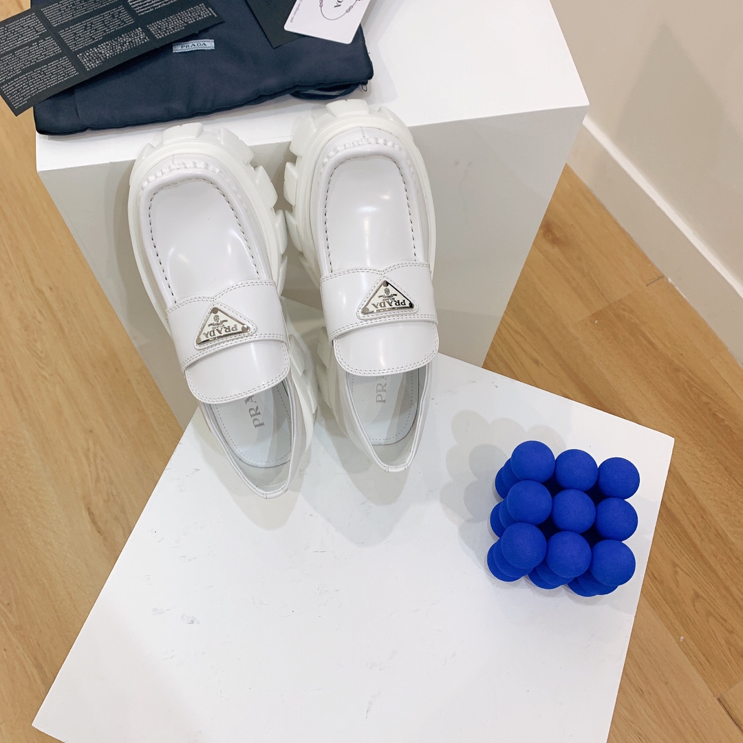 Prada Monolith Brushed Leather Loafers - PerfectKickZ