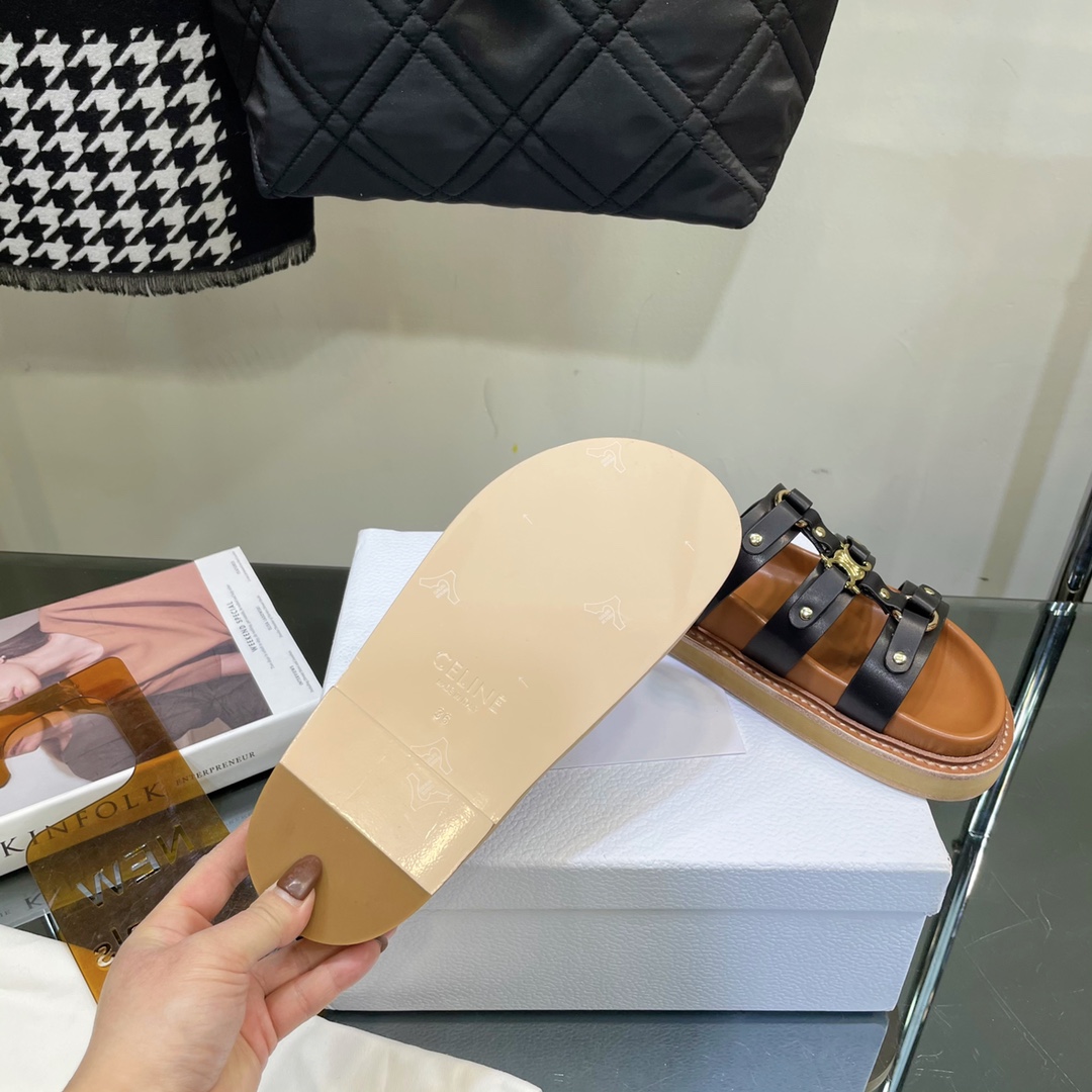Celine Slides Tippi In Calfskin -  Vegetal Tanning - PerfectKickZ