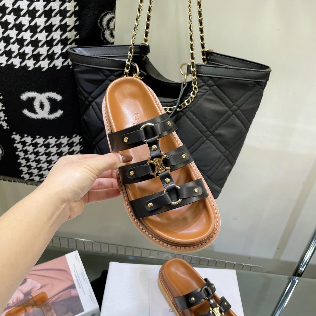Celine Slides Tippi In Calfskin -  Vegetal Tanning - PerfectKickZ