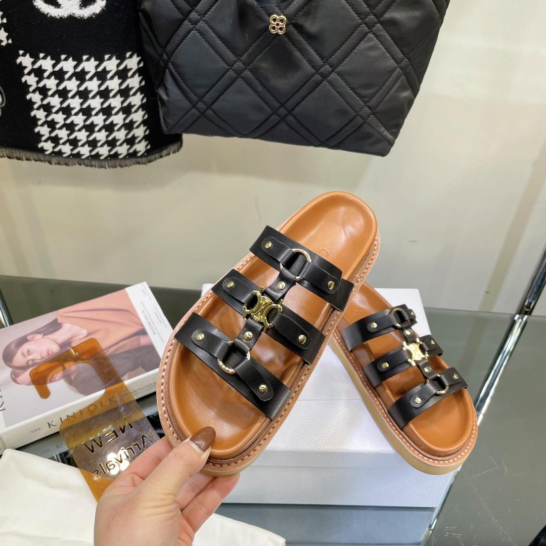 Celine Slides Tippi In Calfskin -  Vegetal Tanning - PerfectKickZ